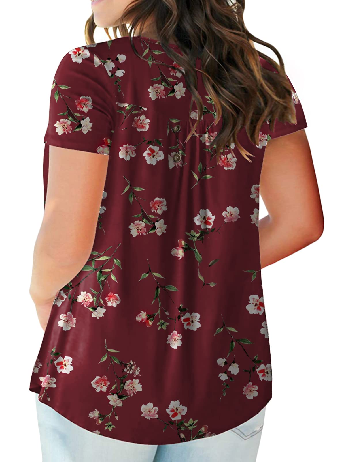 Plus Size Women's Summer Henley Shirts - Flowy Tunic Tops & Tees for Casual Wear, Beach Outfits & Everyday Comfort