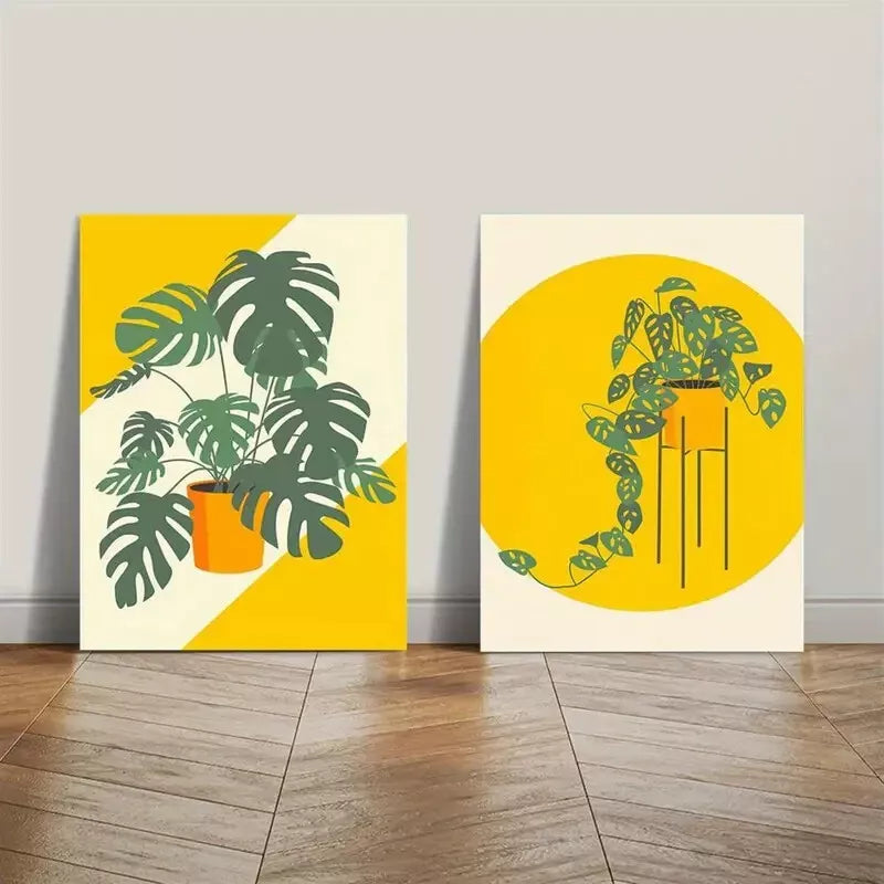 2-Piece Minimalist Bohemian Style Vector Art Canvas Framed Wall Decor - 50x75cm High Quality Print, 100% Australian Made, Ready to Hang - Perfect for Living Room, Bedroom & Office Decor