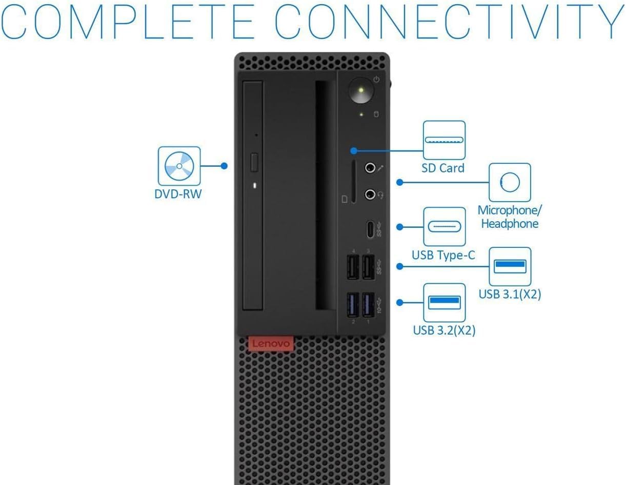 Lenovo ThinkCentre M720s SFF Desktop Computer Bundle - Intel Core i5-8500, 16GB RAM, 512GB SSD, WiFi, DVD, 24
