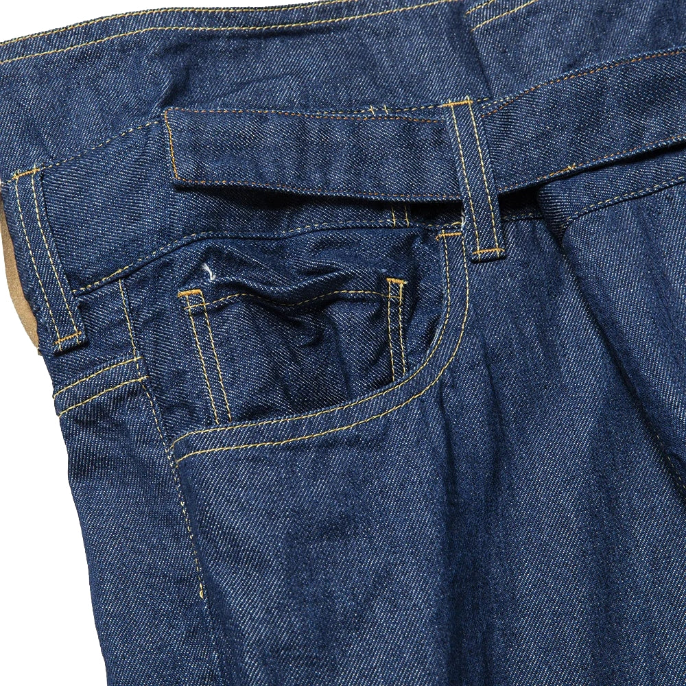 MEANSWHILE Denim Wrap Pants for Women - Indigo Blue High Waisted Casual Trousers - Perfect for Yoga, Lounge & Streetwear Fashion