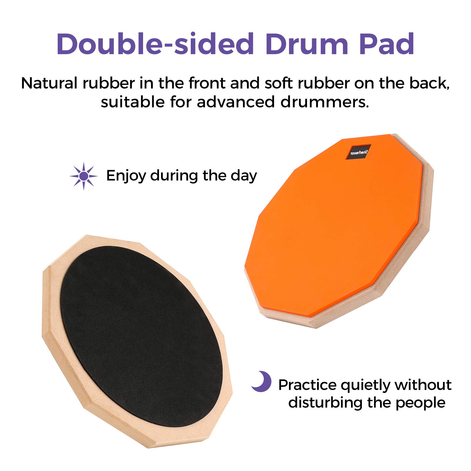 Starfavor Drum Practice Pad with Snare Stand & Adjustable Drum Throne Set - Includes 5A Drumsticks for Home Practice, Studio Sessions & Live Performances