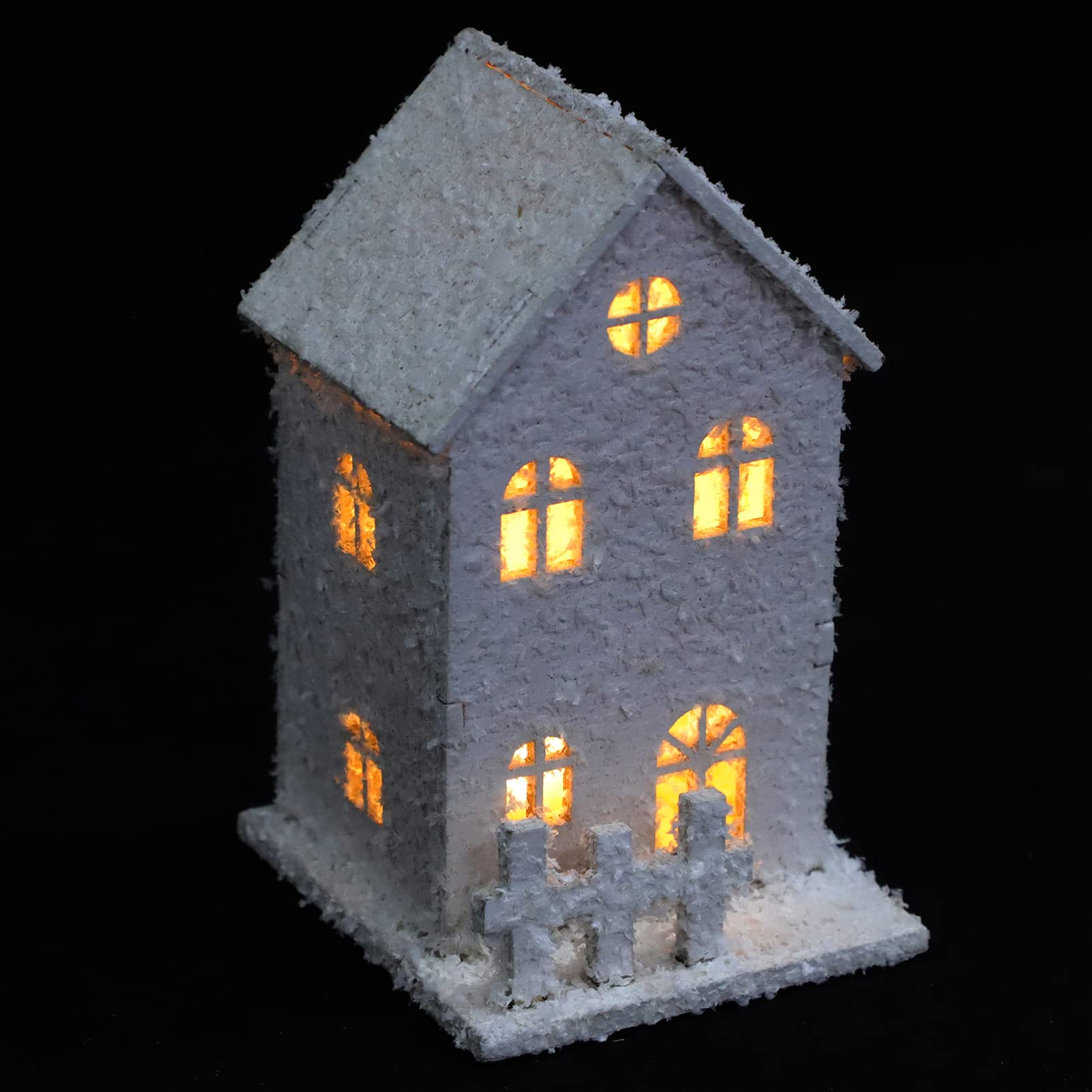 OSALADI 2-Piece Christmas Village House Set with LED Lights - Snowy Winter Village Decor for Holiday Tabletop, Mantel, or Christmas Tree Display