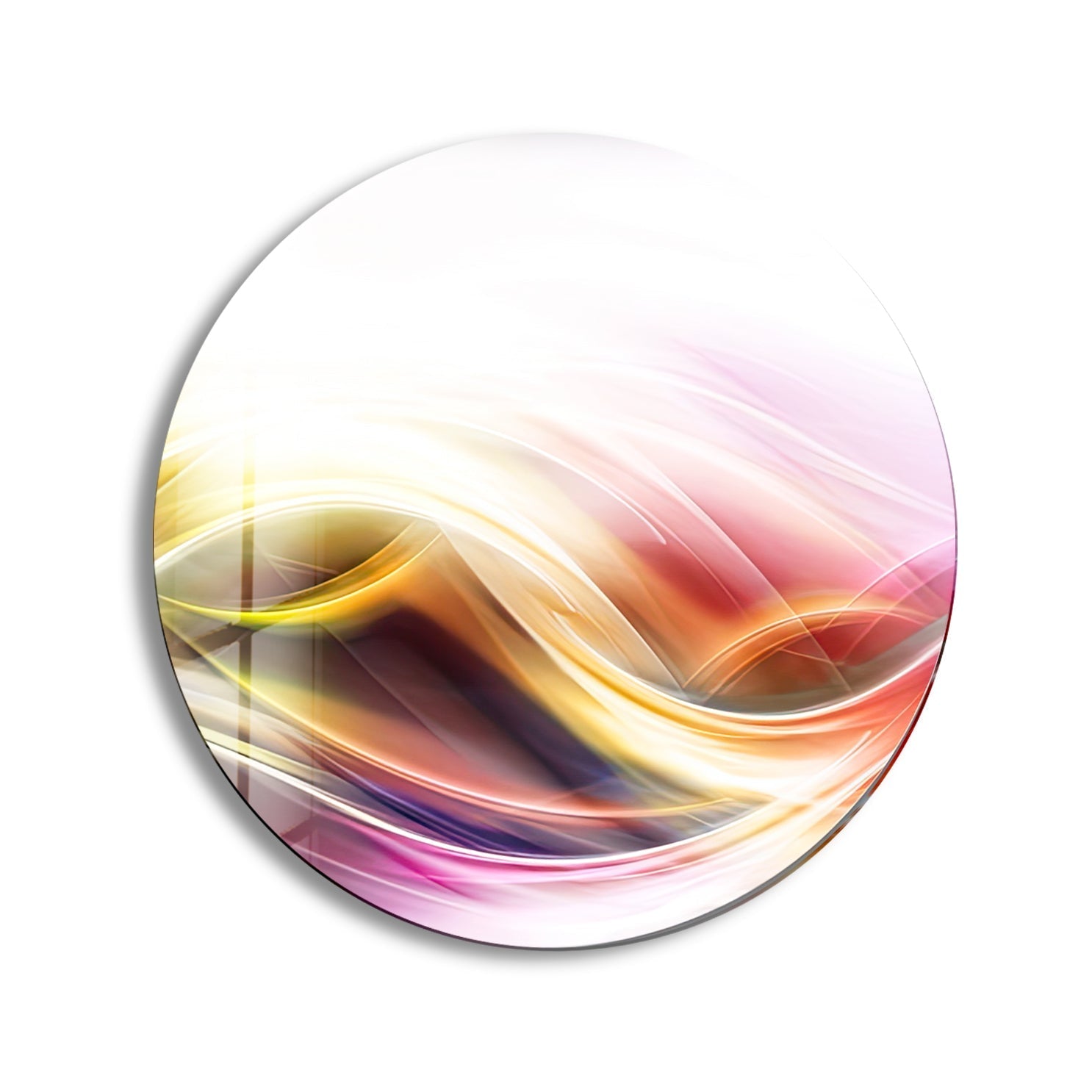 Abstract Round Elegant Light Color Glass Wall Art - Modern Home Decor for Living Room, Bedroom & Office