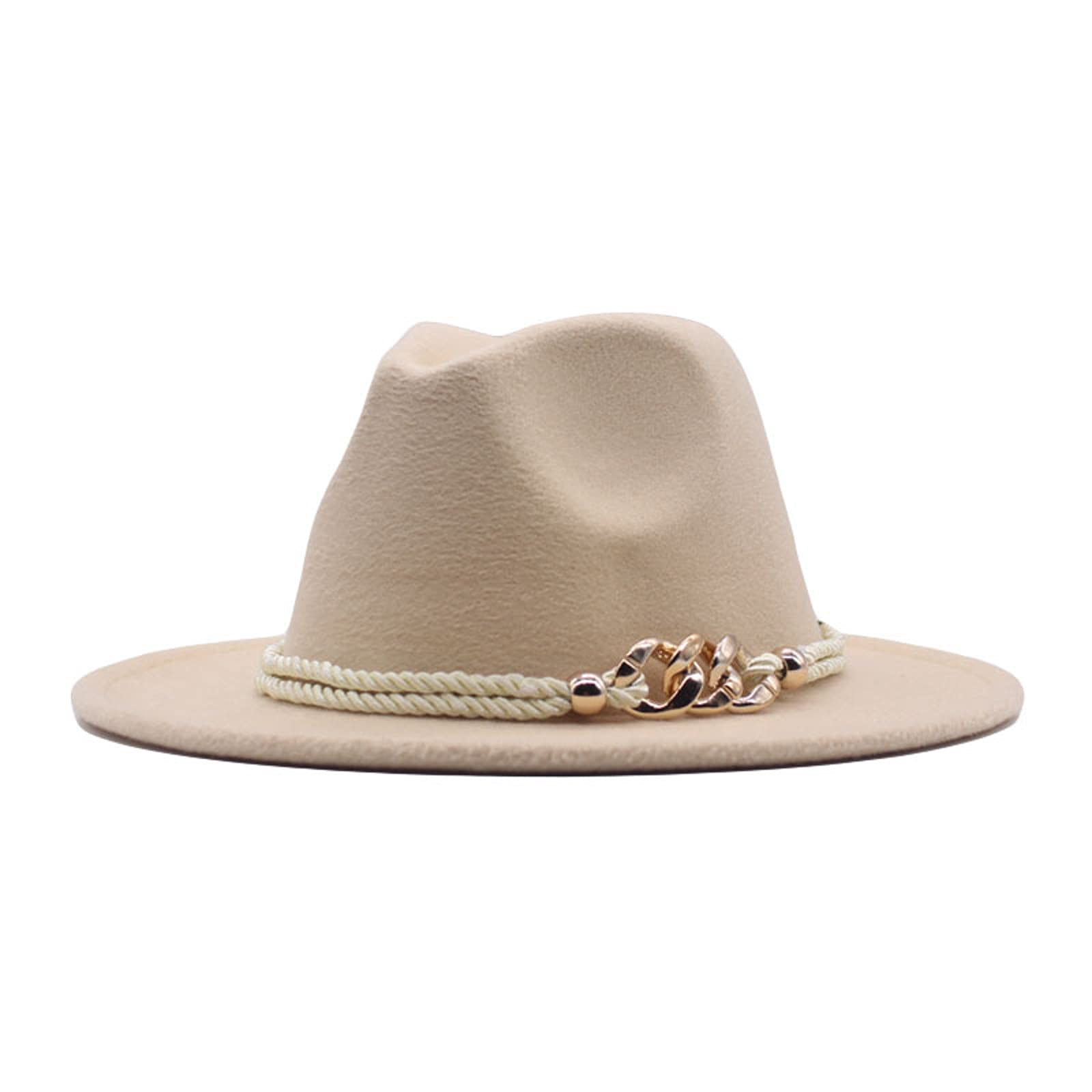 Stylish Women's Wool Fedora Hat with Fashion Belt Buckle - Foldable Wide Brim Panama Hat for Women - Perfect for Outdoor Events, Travel & Fashion Accessories