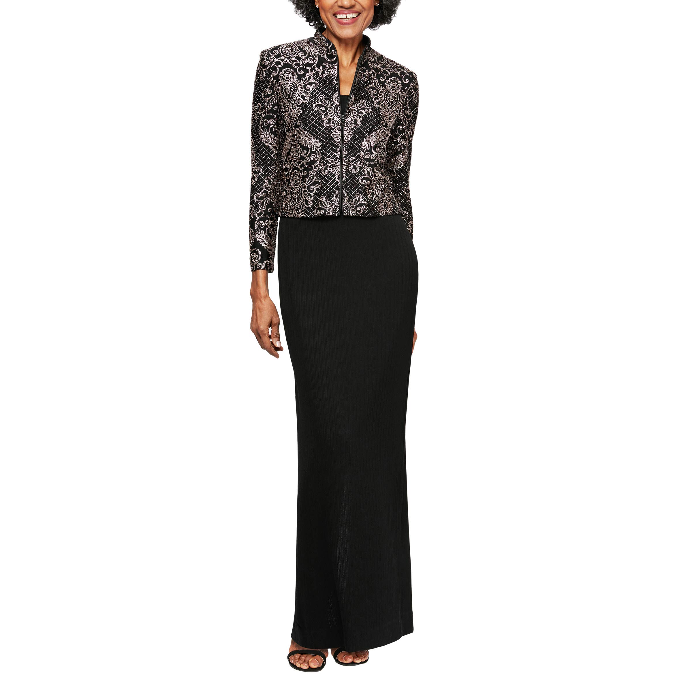 Alex Evenings Women's Plus Size Formal Long Dress with Button Front Jacket - Elegant Evening Gown for Weddings, Parties & Special Occasions