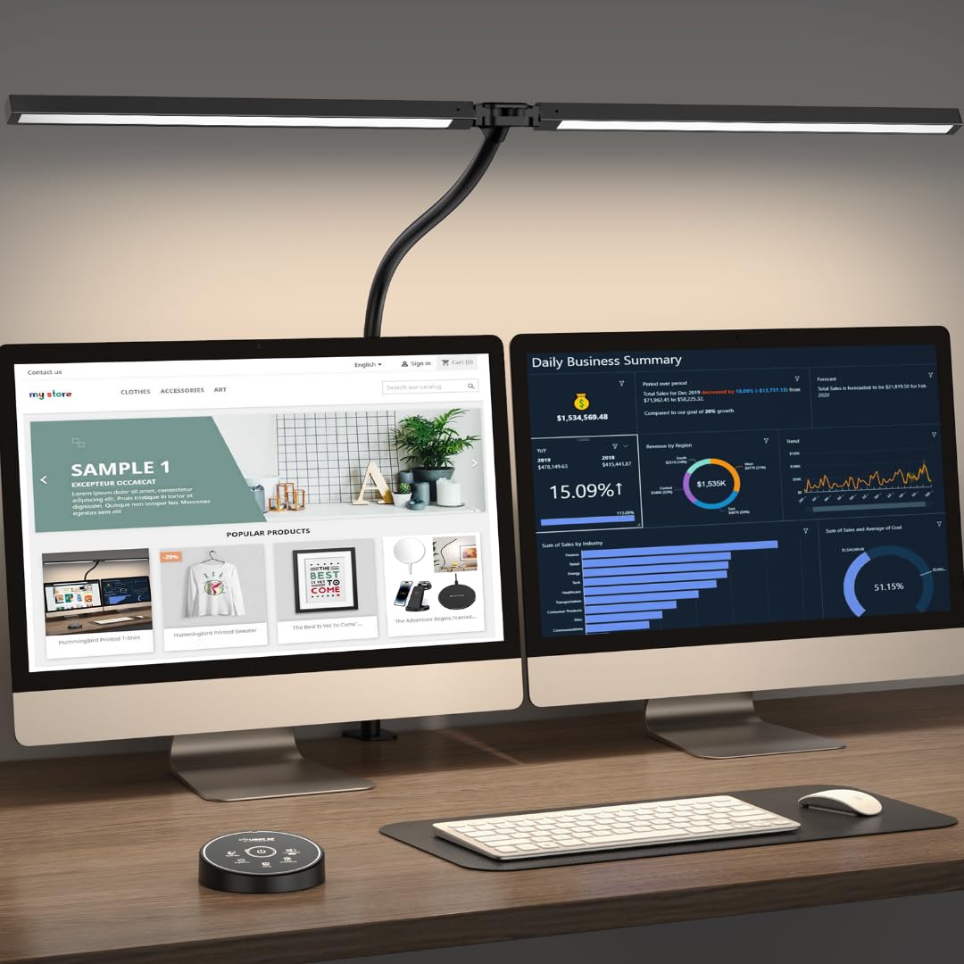 LED Desk Lamp with Clamp - 24W Adjustable Gooseneck Architect Light for Office, Home & Study | 5 Color Modes, Eye-Caring Smart Lighting for Dual Monitor Setup, Drafting & Reading | Flexible Task Lamp for Computer Workstations