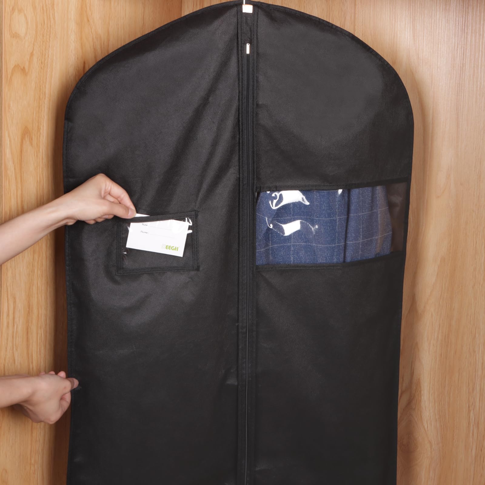 KEEGH 40 Inch Suit Cover Bags for Men - 10 Pack Garment Bags with Clear Window & Label Pocket | Hanging Clothes Storage for Closet Organization, Travel Suit Protector, Coat Cover for Business Attire | Perfect for Dry Cleaning, Wedding Suits & Long-Term Garment Storage