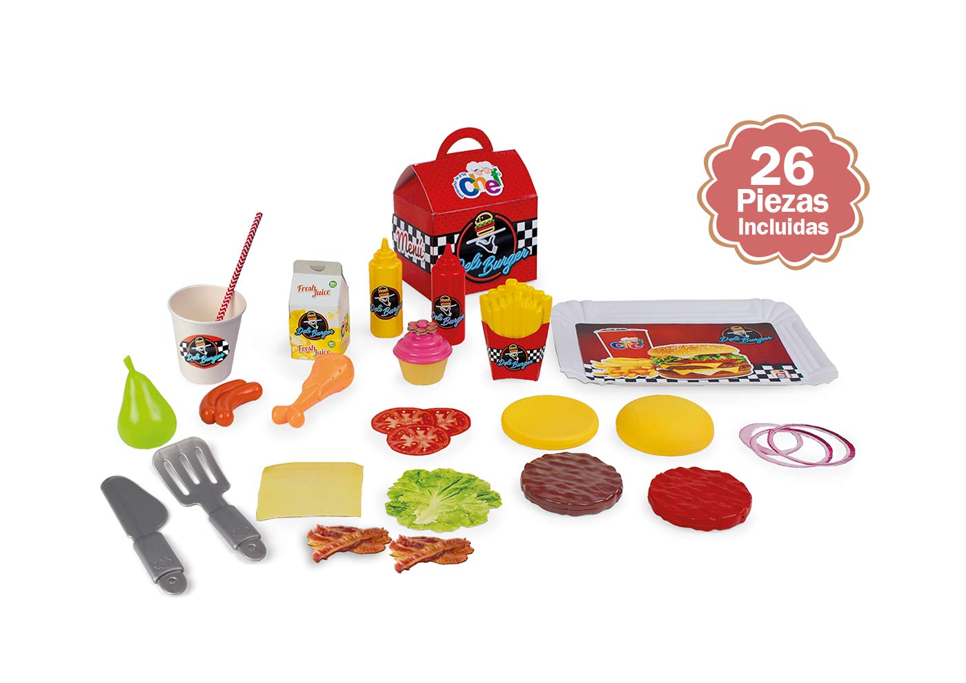 Educa Chicos LE P'TIT Chef Deli Burger Kids Kitchen Playset - Pretend Play Kitchen Toys for Ages 3+ - Perfect for Home, Preschool, and Birthday Party Fun