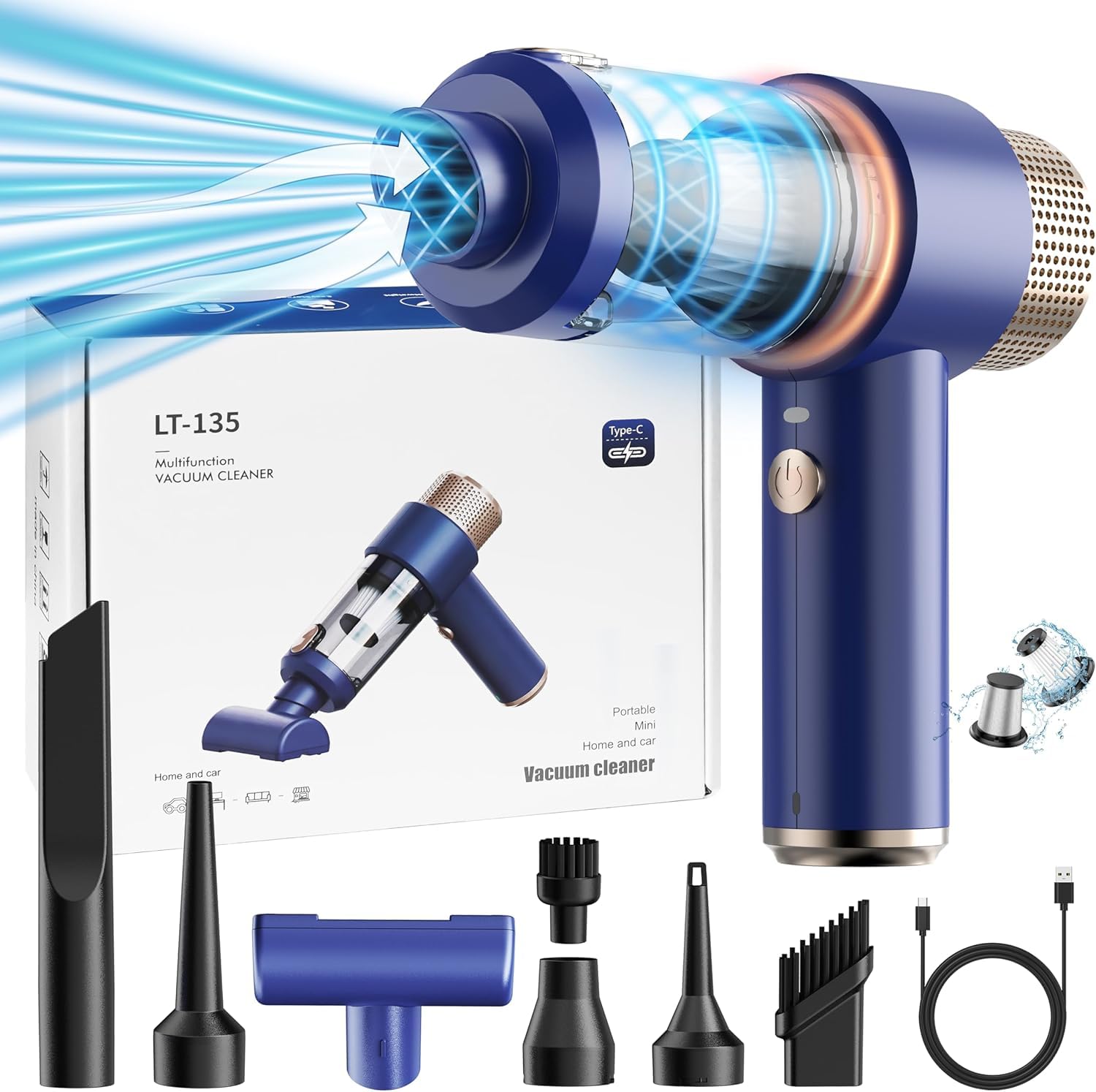Sporvet 9500Pa 120W Powerful Mini Wireless Vacuum Cleaner with LED Light - Portable Handheld Vacuum for Home, Car, Sofa & Kitchen Cleaning | Perfect for Pet Hair, Crumbs & Dust Removal