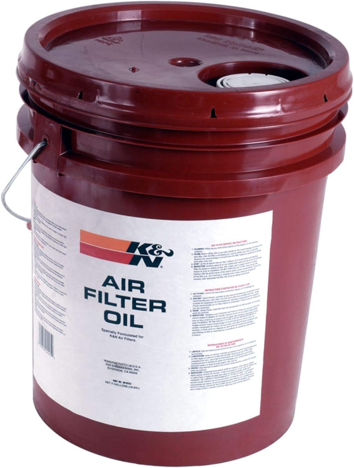 K&N Air Filter Oil 5 Gallon - Restore Engine Air Filter Performance & Efficiency (99-0555) | For Cars, Trucks & Motorcycles | Improves Airflow & Engine Protection