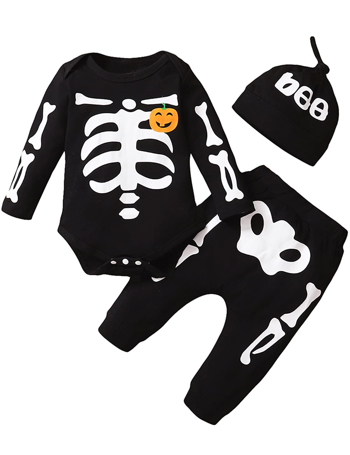 Shalofer Baby Boy Halloween Skeleton Costume - Cute & Spooky Outfit for Infants & Toddlers | Perfect for Halloween Parties, Trick-or-Treating & Photo Shoots