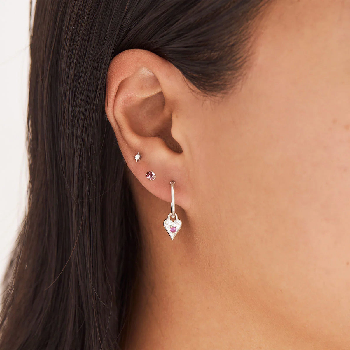 Pink Tourmaline Heart Hoop Earrings for Women - Elegant Valentine's Day Gift & Everyday Jewelry for Date Night, Wedding, or Special Occasions