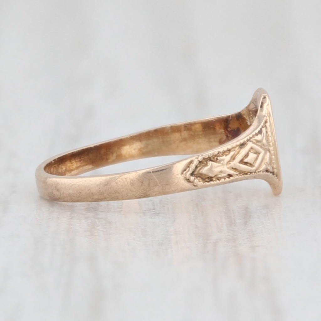 Antique Engraved Initial D Signet Ring - 10k Gold Baby Small Size Keepsake Jewelry - Perfect for Gifts, Engagements & Special Occasions