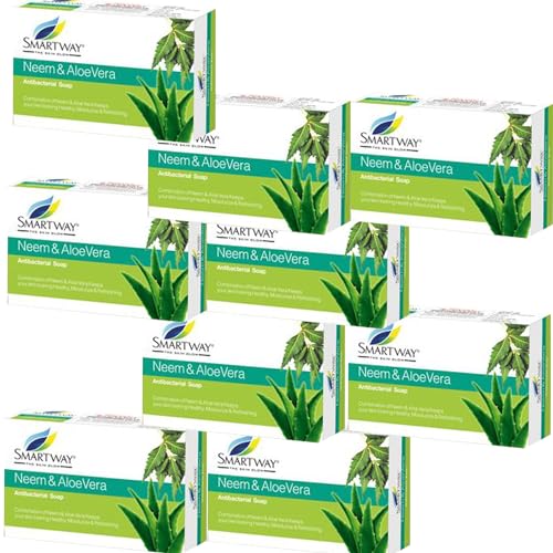 SmartWay Neem & Aloe Vera Soap for Glowing Skin - Pack of 9 Bars | Natural Ayurvedic Cleanser for Acne, Dryness & Radiance | Perfect for Daily Face & Body Care