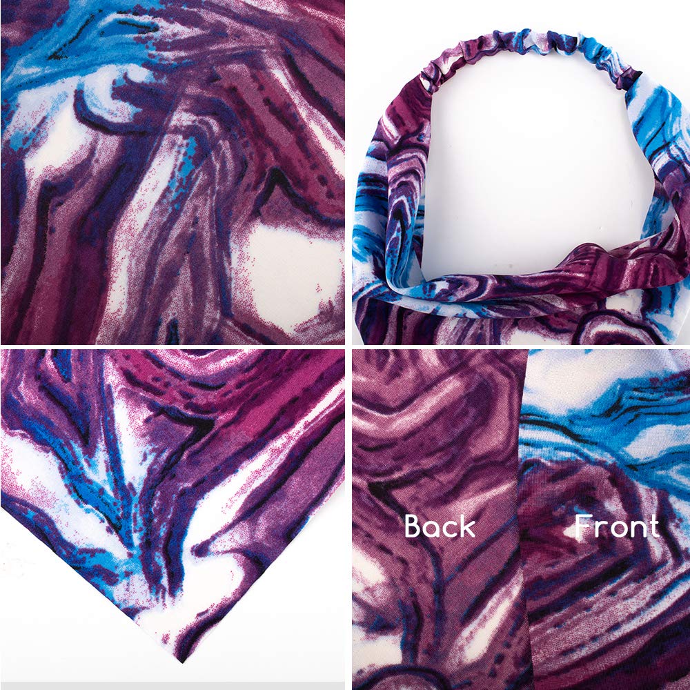 TOBATOBA Women's Bandana Headbands - 5 Pack Tie Dye Hair Bandanas for Women - Soft Stretchy Head Wraps for Yoga, Running, Workouts & Outdoor Activities