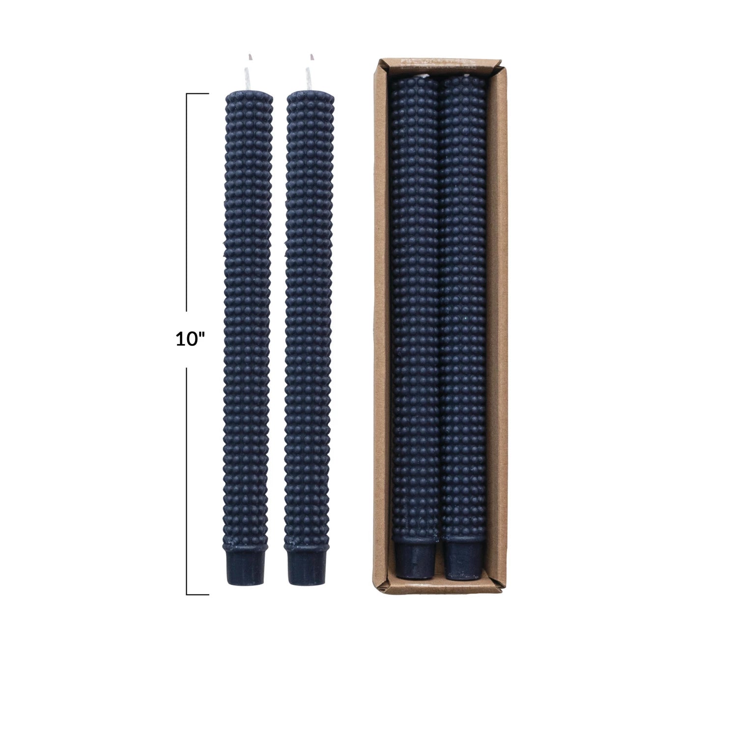 Navy Blue Hobnail Taper Candles Set of 2 - Elegant Decorative Pillar Candles for Dining Table, Wedding Centerpiece, and Home Decor