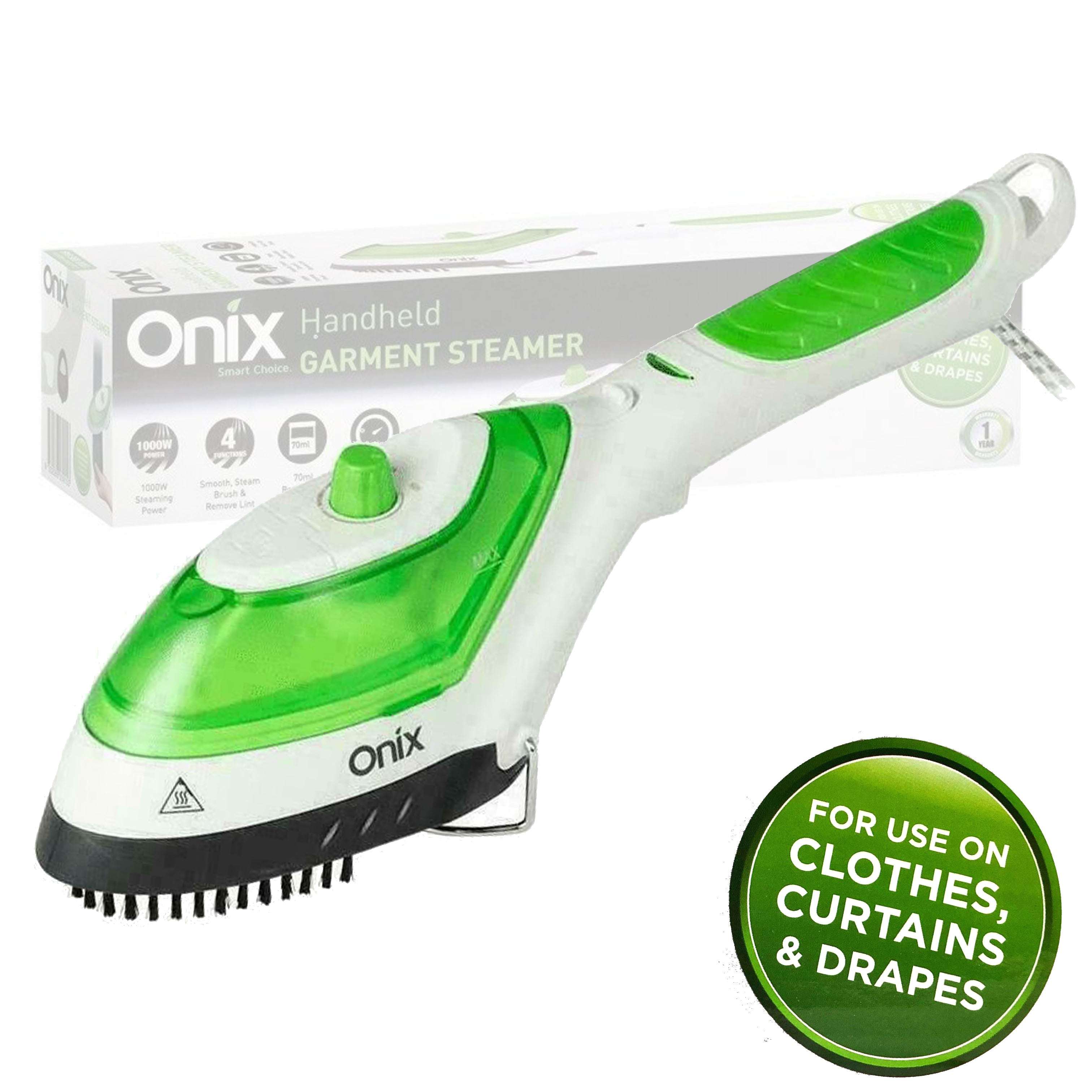 ONIX 1000W Handheld Garment Steamer - Portable Clothes Steamer for Travel, Home & Hotel Use - Quickly Remove Wrinkles from Shirts, Dresses, Curtains & Bedding