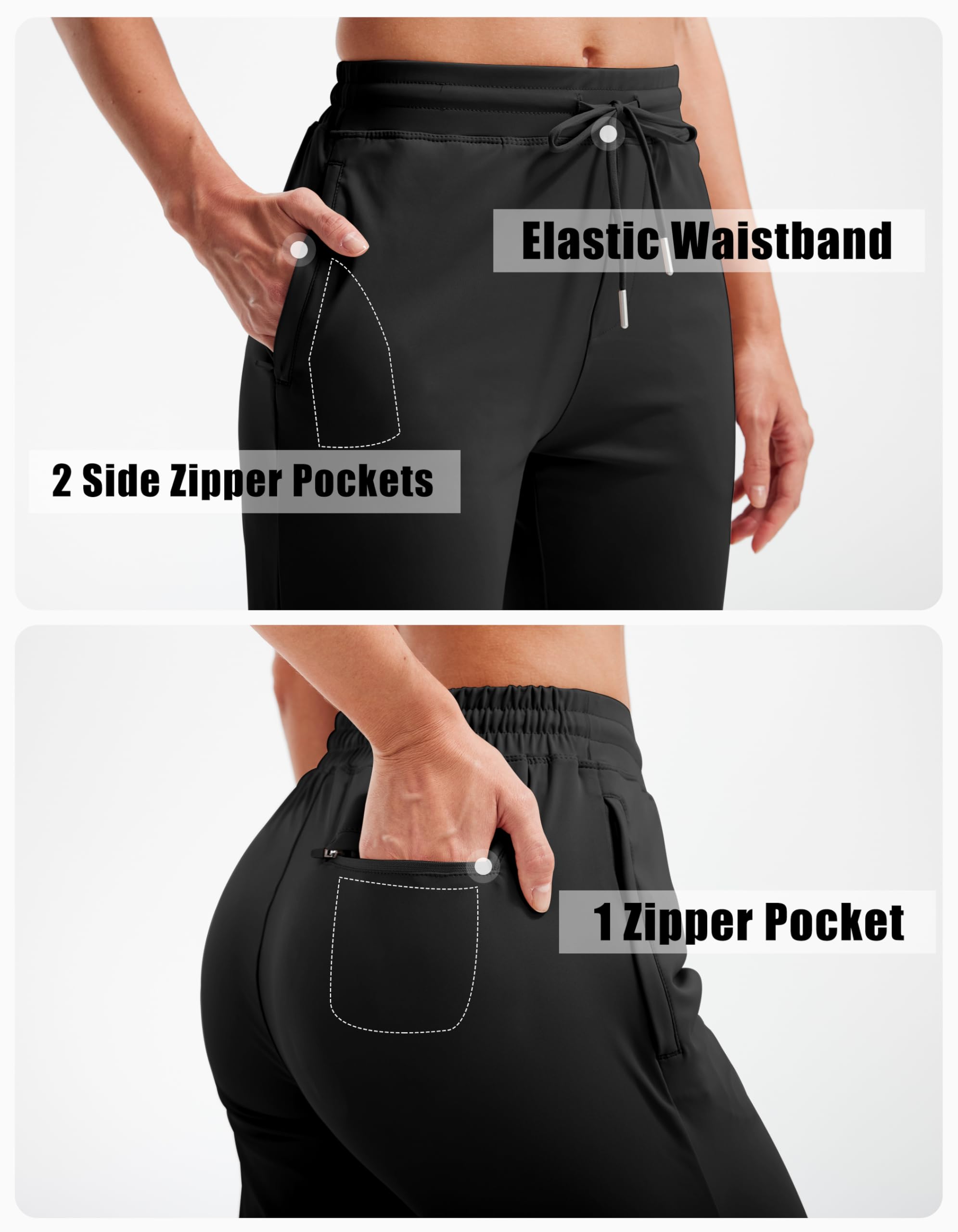 Libin Women's 4-Way Stretch Golf Pants - 7/8 Length Ankle Joggers with Zipper Pockets - Yoga, Athletic & Workout Pants - Perfect for Golf, Running, Gym & Casual Wear