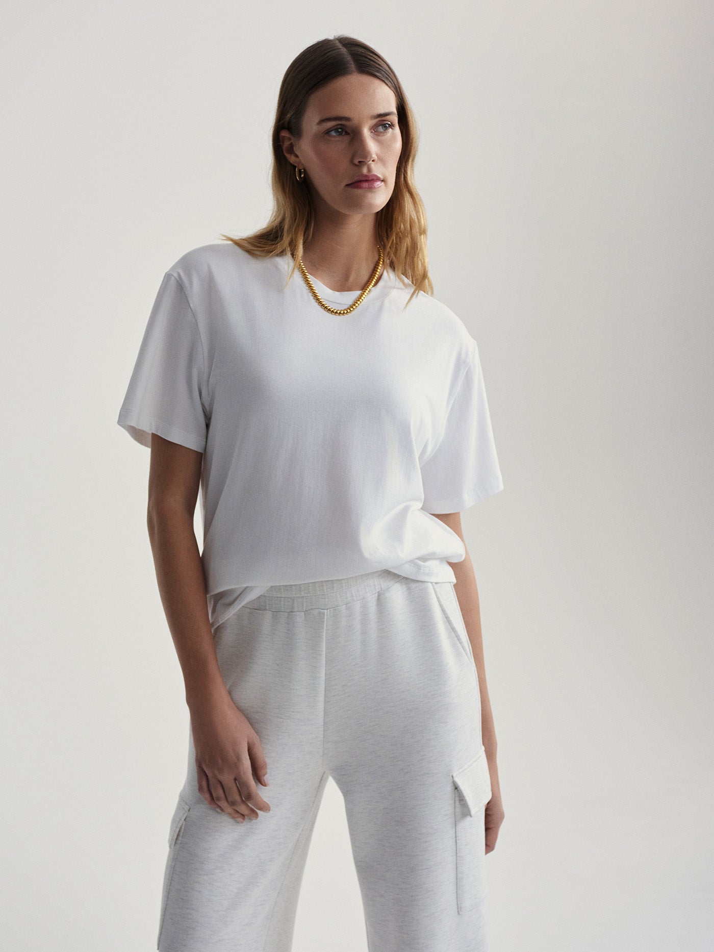 Varley Leighton Boyfriend Tee - Women's Oversized Cotton T-Shirt in White | Casual Loungewear, Streetwear & Everyday Comfort