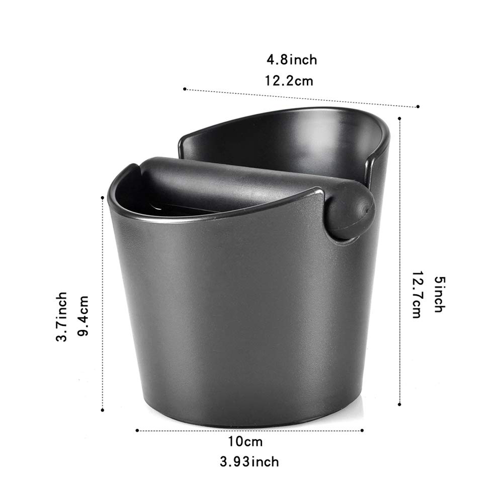 CAFEMASY Espresso Coffee Knock Box - Compact Barista ABS Coffee Grounds Bin with Detachable Knock Bar for Easy Waste Disposal - Perfect for Home & Professional Espresso Machines (Black)