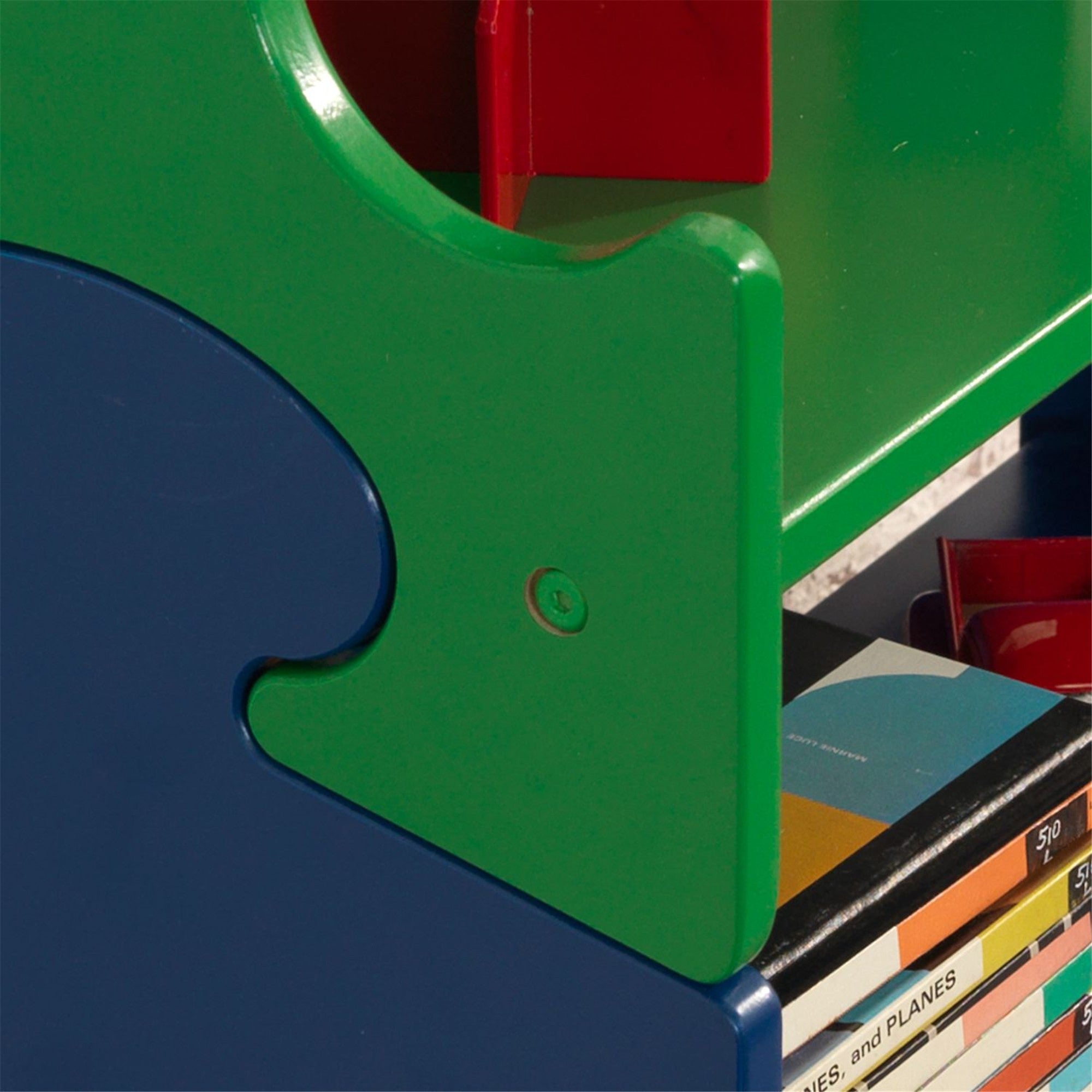 KidKraft Wooden Puzzle Bookshelf for Kids - Primary Color Children's Book Storage Organizer for Bedroom, Playroom & Classroom