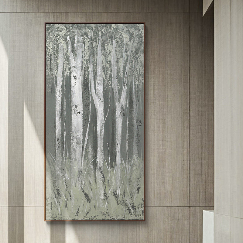 Original Abstract Acrylic Painting on Canvas - Trees Around My House Hand Painted Wall Art for Living Room, Bedroom & Office Decor