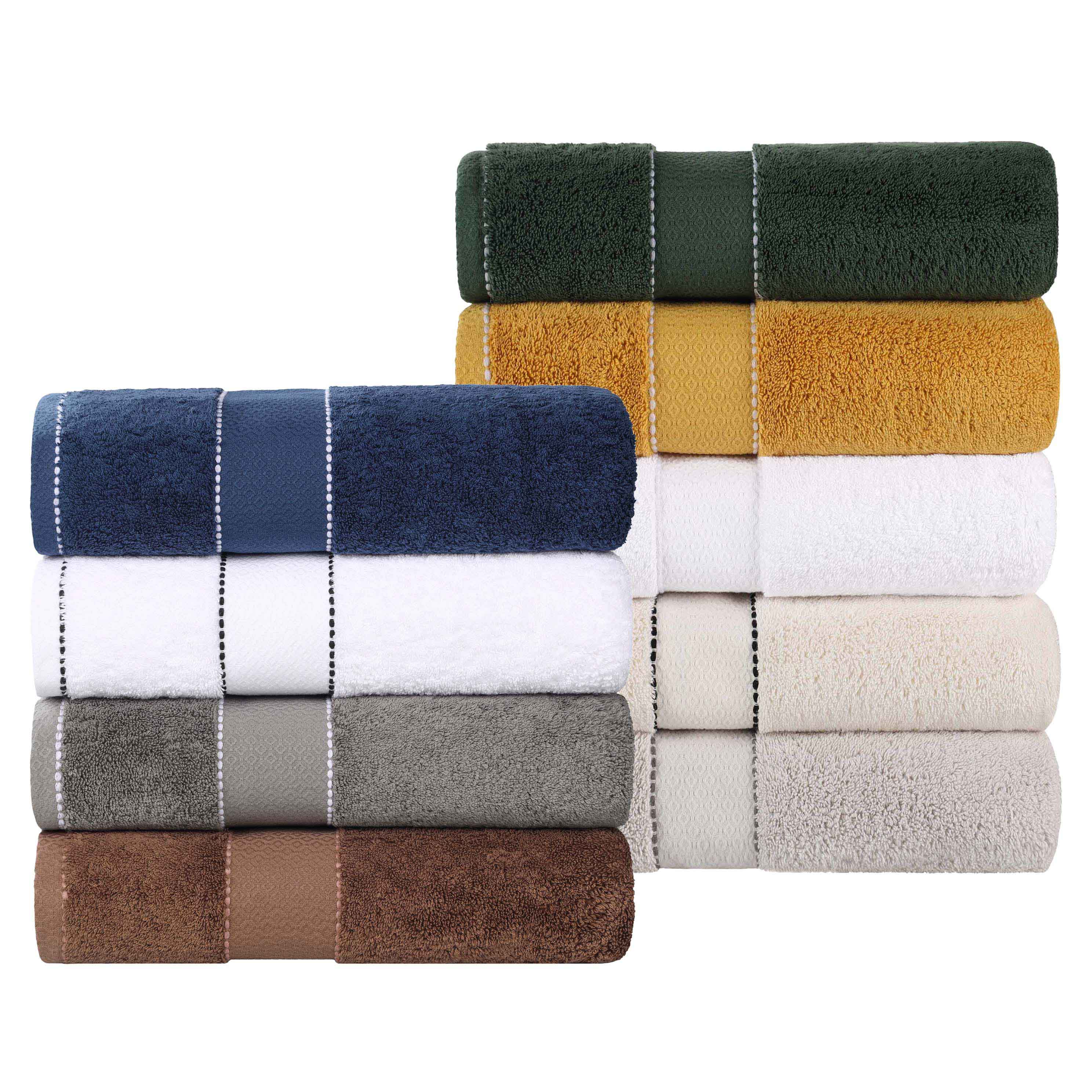 Premium Egyptian Giza Cotton Dobby 3-Piece Bath Towel Set - Ultra Absorbent, Soft & Luxurious for Spa, Bathroom, and Guest Use