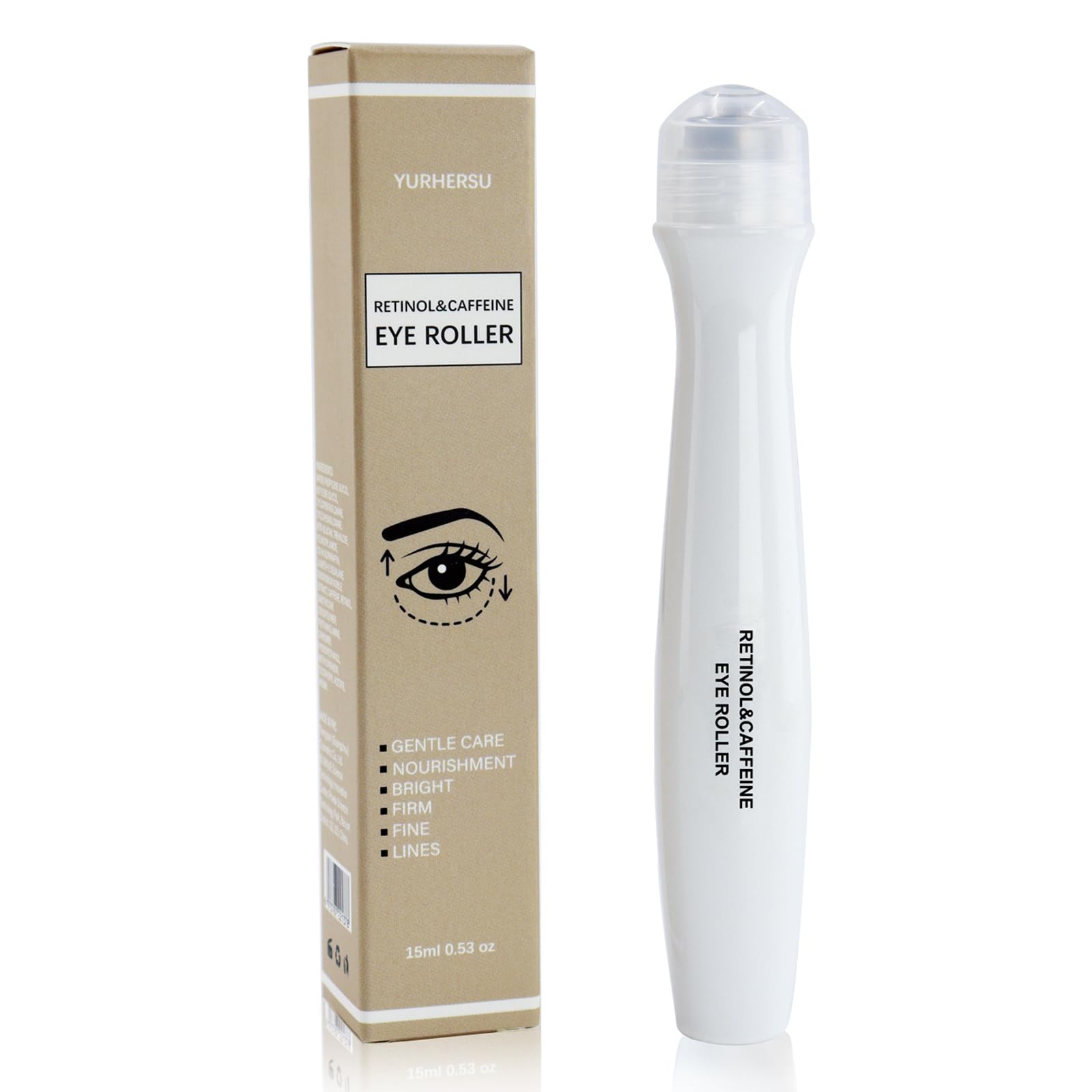 Retinol Caffeine Eye Roller - Dark Circle & Puffiness Treatment with 360° Massage Ball, Anti-Aging Eye Serum for Fine Lines & Wrinkles, Cooling Ice Roller for Firming & Smoothing - Perfect for Morning Routine & Night Eye Care
