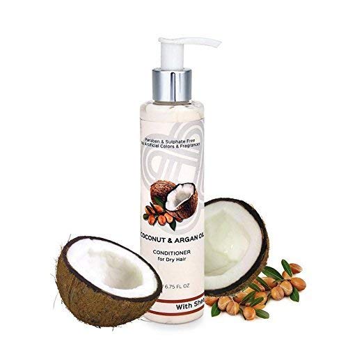Organic Coconut & Argan Oil Hair Conditioner with Jojoba Oil & Shea Butter - Deep Moisturizing Natural Hair Treatment for Dry, Damaged Hair - 200ml (6.76oz) - Perfect for Daily Hair Care & Salon-Quality Results at Home