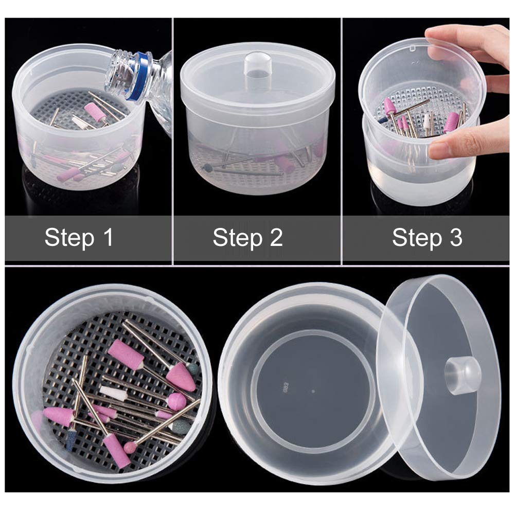 Professional Transparent Nail Art Cleaning Cup - Sterilizer Tray, Soak Box & Accessories Organizer for Manicure Tools | Perfect for Salon, Home & Travel Use