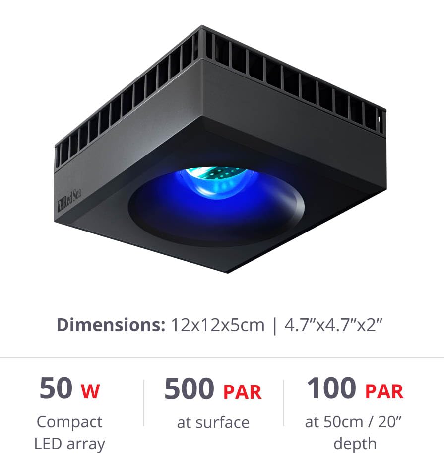 Red Sea ReefLED 50W Saltwater Aquarium Light with ReefBeat App Control - LED Coral Reef Lighting for Marine Fish Tanks | Perfect for Home Aquariums, Coral Growth & Saltwater Fish Care