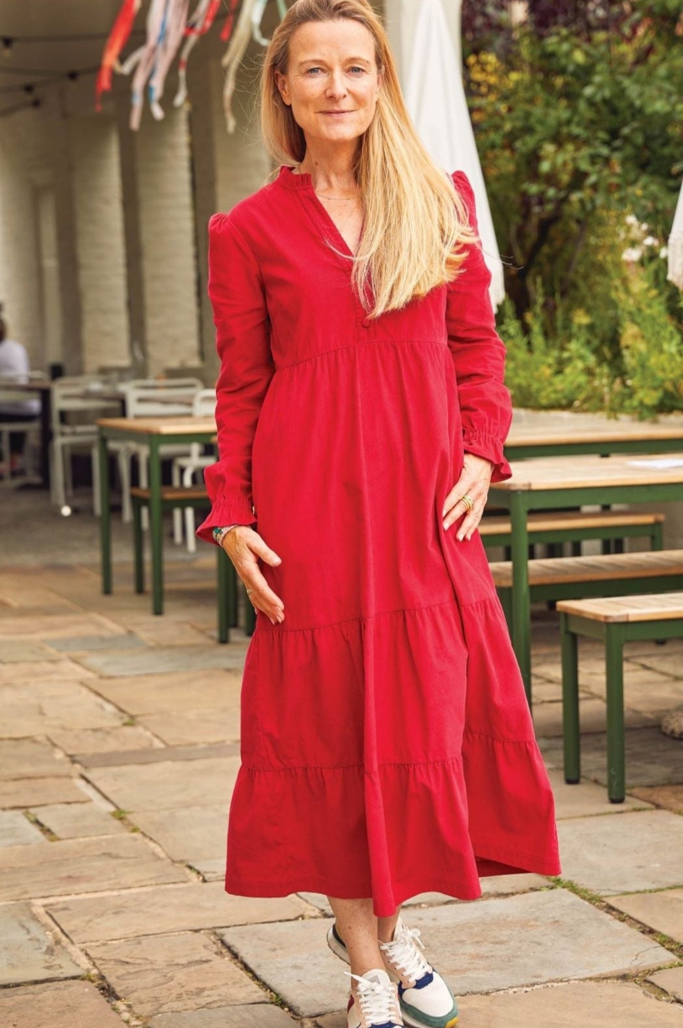 Liv Women's Corduroy Dress in Red - Stylish and Comfortable for Casual Outings, Work, and Fall Fashion