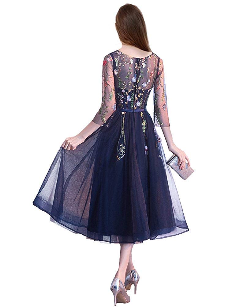 Elegant Illusion Tulle Floral Evening Gown for Women - Lace Embroidered Maxi Dress for Formal Parties, Weddings & Prom Night