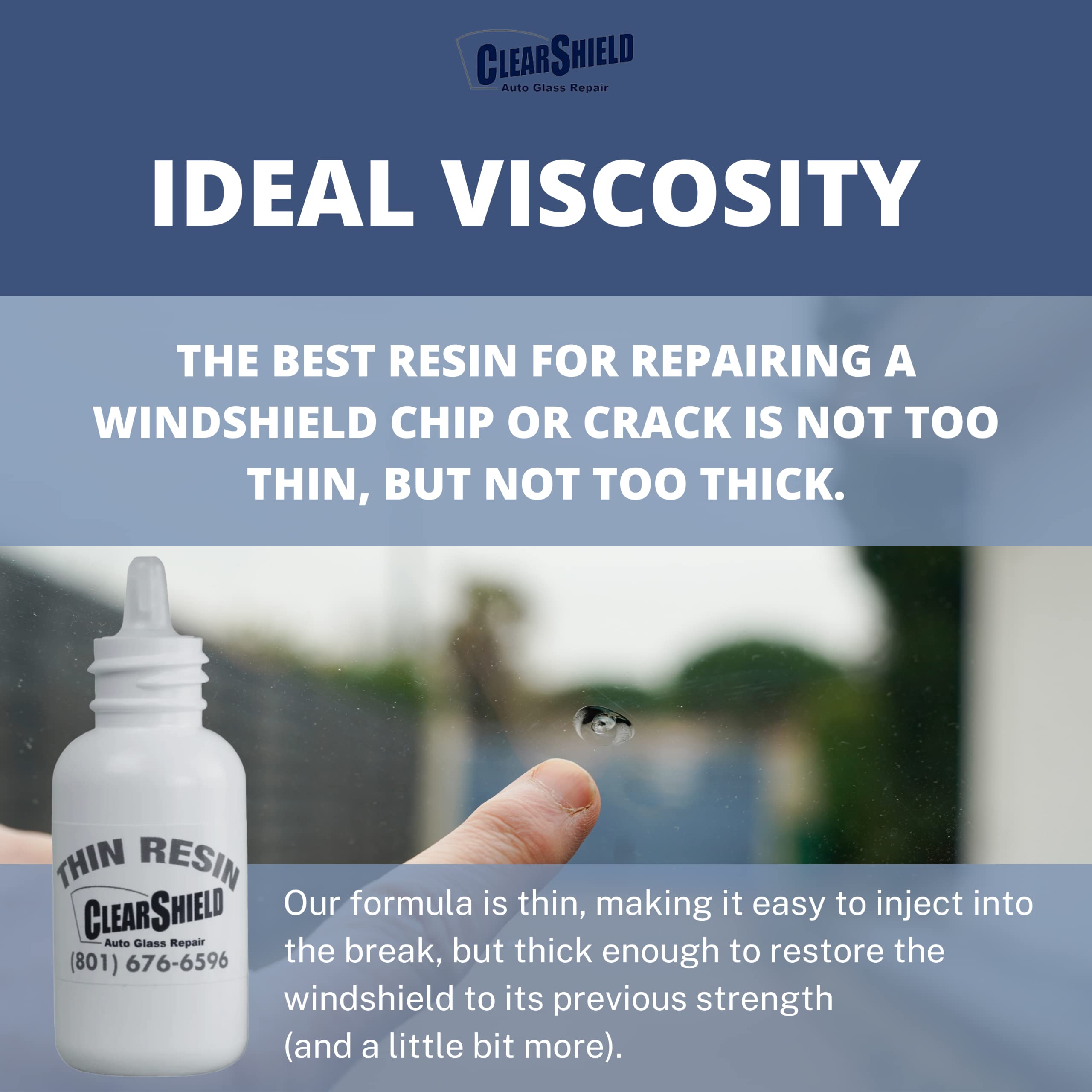Clearshield Windshield Repair Resin Kit – Professional Auto Glass Scratch & Crack Fix – 2-in-1 Thin Resin & Pit Sealer – DIY Car Windshield Repair for Clear Visibility & Safe Driving