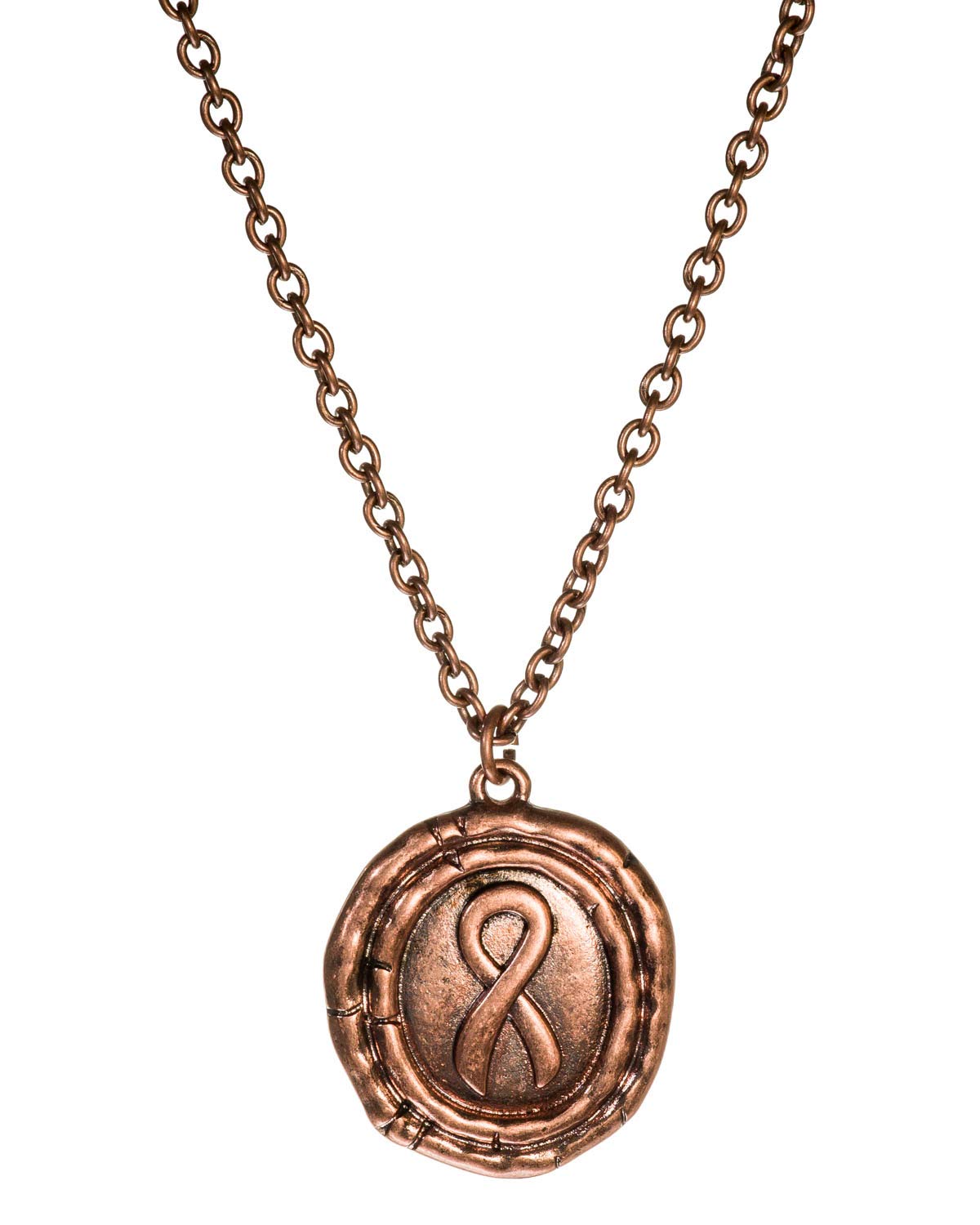 Pink Ribbon Antique Sealing Wax Necklace - 18 Inch Breast Cancer Awareness Jewelry, Symbol of Hope & Strength - Perfect for Survivors, Supporters & Awareness Events