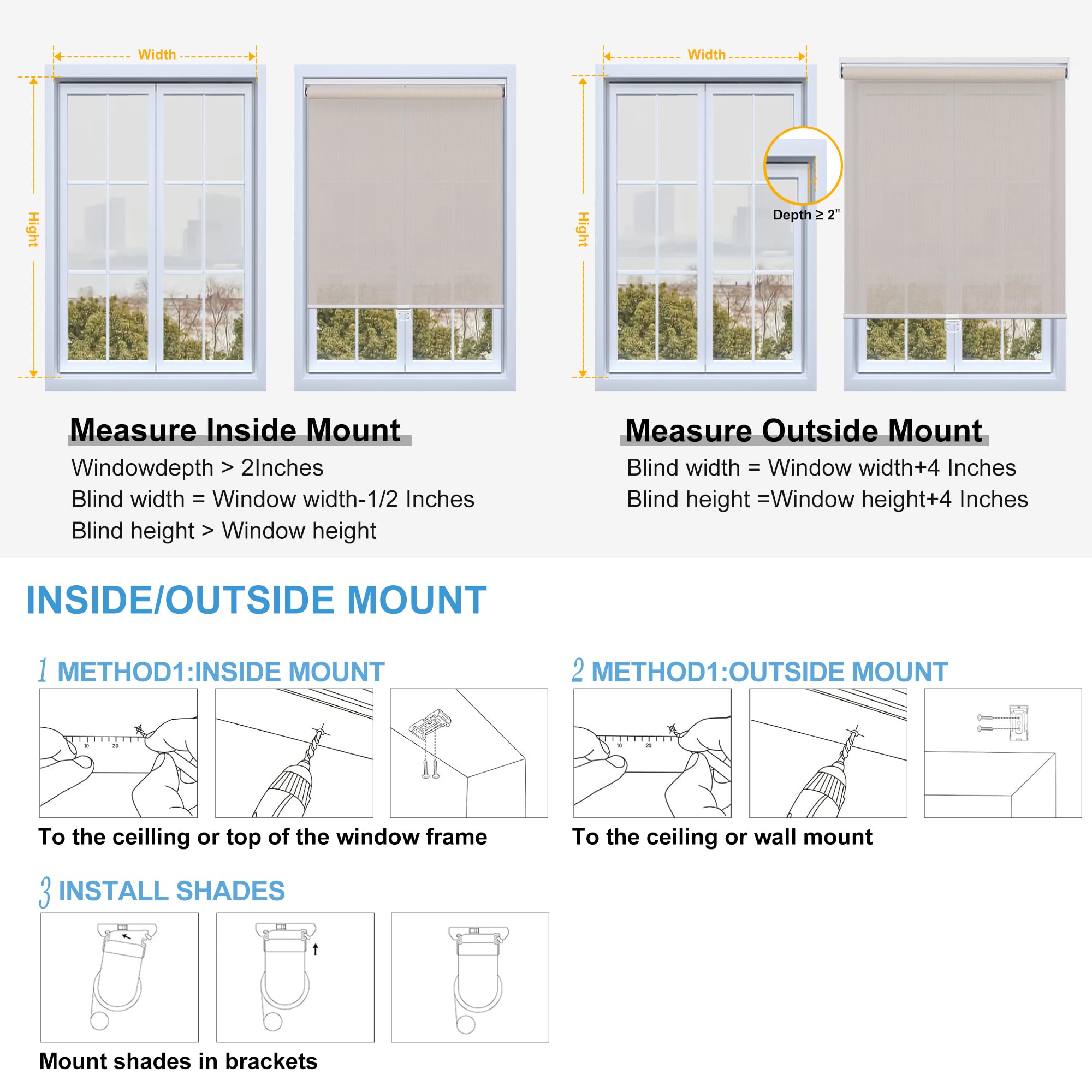 UV Protection Cordless Roller Shades - 5% Openness, White 30x76