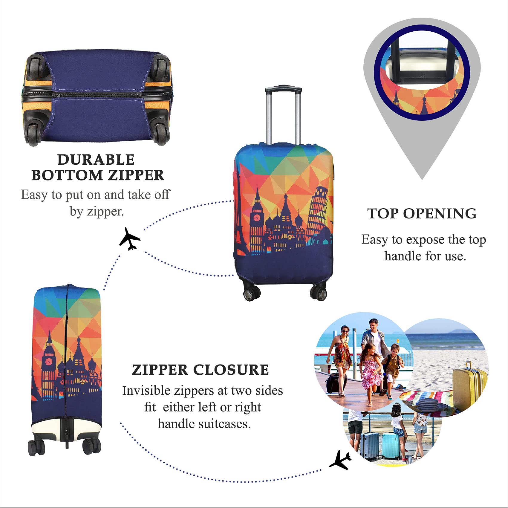 Explore Land Waterproof Luggage Cover for 31-32 Inch Suitcases - Durable Travel Suitcase Protector with Modern City Print (XL Size) | Perfect for Airplane Travel & Baggage Protection