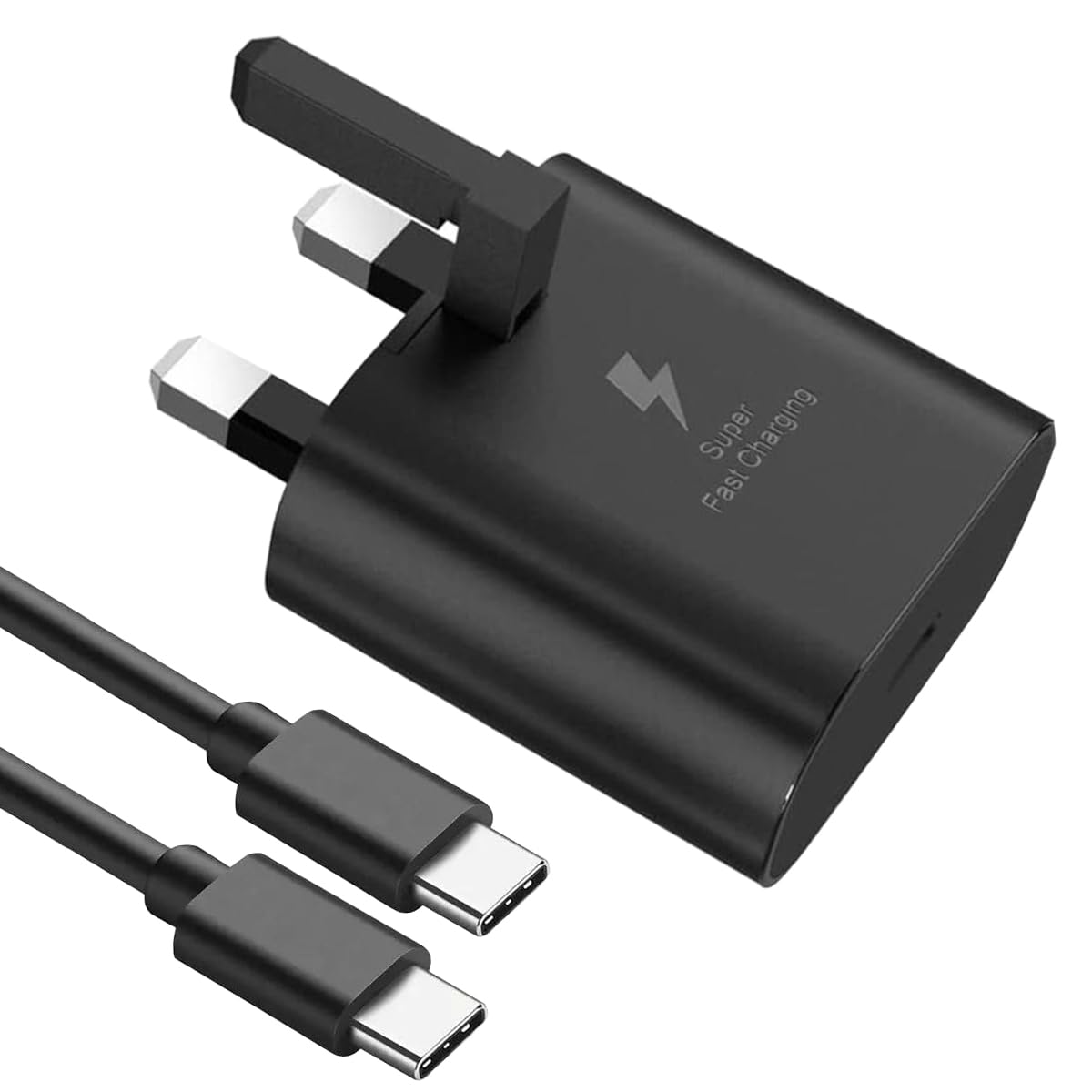 25W Super Fast Charger Plug for Samsung Galaxy A36/A35/A34 5G/A33/A32 - USB Type C Wall Charger with 1M Cable & UK 3-Pin Adapter - Perfect for Home, Office & Travel Charging