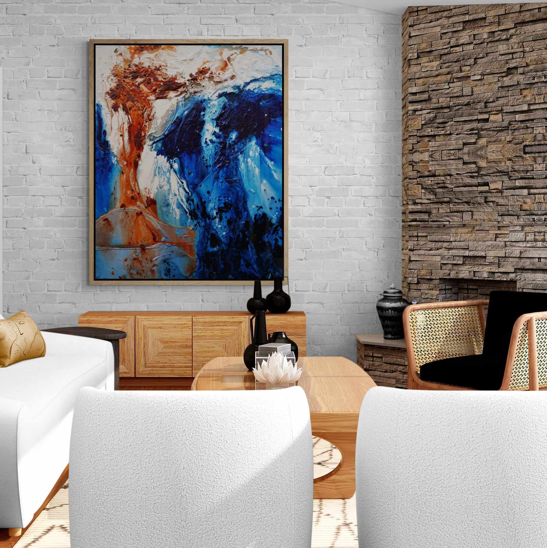Blue Oxide Textured Abstract Painting 47