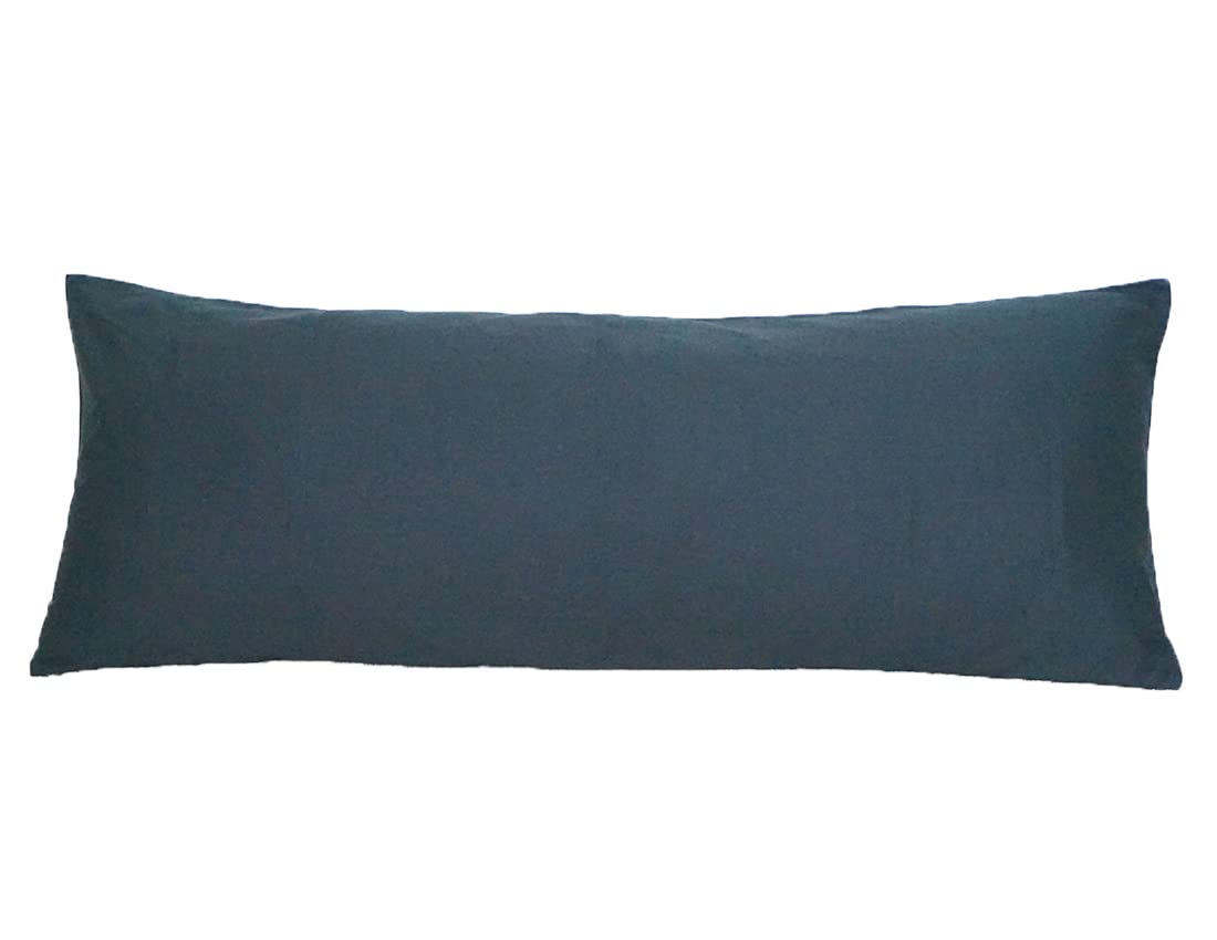 Premium 20x48 Body Pillow Cover with Side Zipper - 100% Egyptian Cotton Zippered Pillowcase for Easy Insertion/Removal - Soft Black Pillow Protector for Bed, Sofa & Travel Comfort
