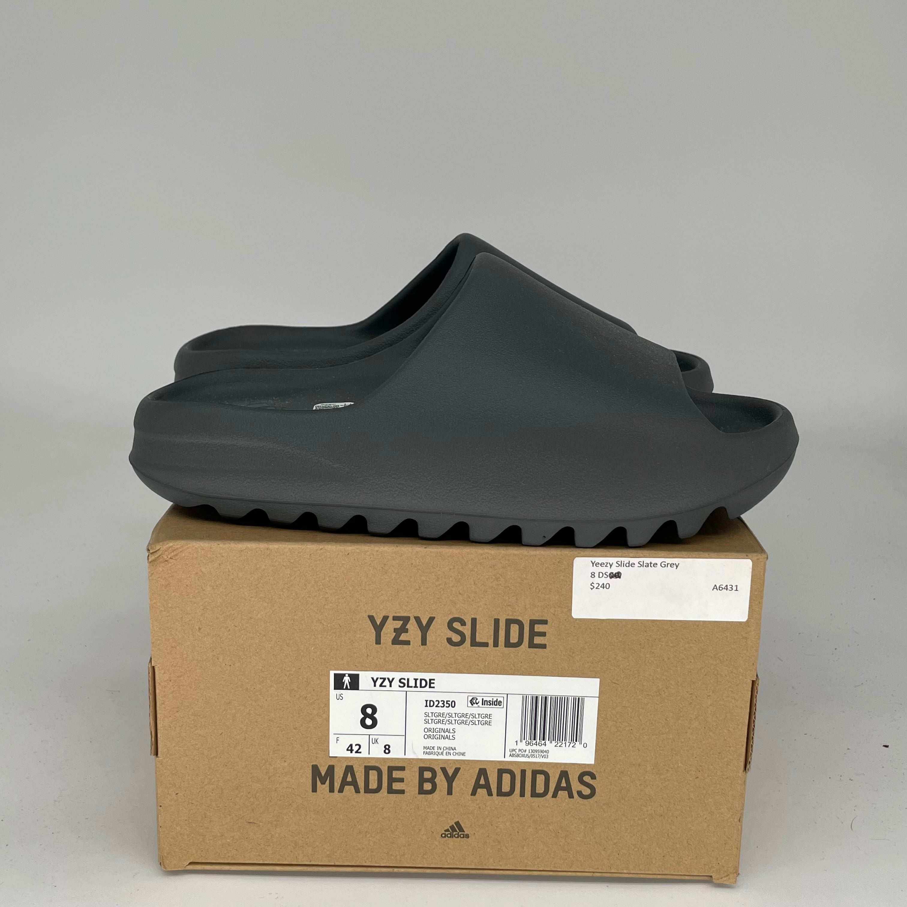 Adidas Yeezy Slide Slate Grey - Men's Size 8 [ID2350] | Comfortable Slides for Beach, Pool & Casual Wear