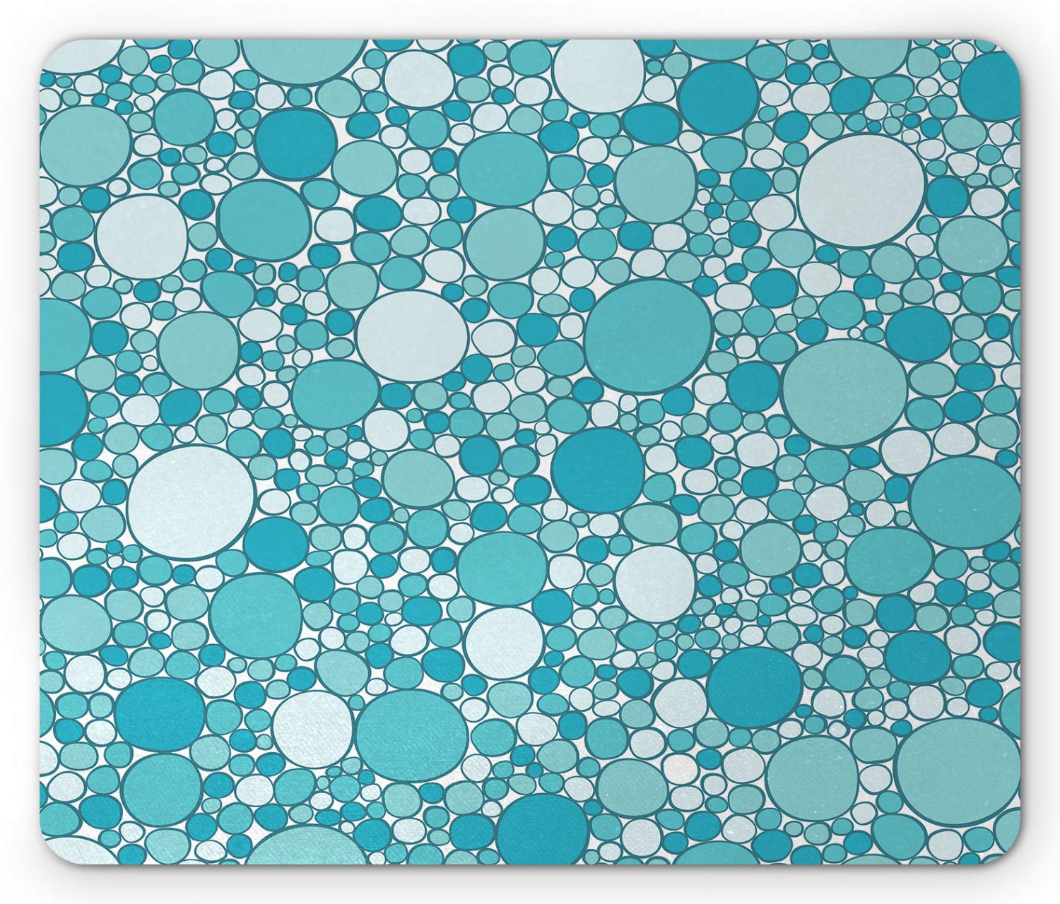 Ambesonne Abstract Mouse Pad - Modern Aqua Inspired Design with Bubbles Pattern, Non-Slip Rubber Base, Standard Size Rectangle Computer Mousepad for Office & Gaming - Turquoise Teal Color