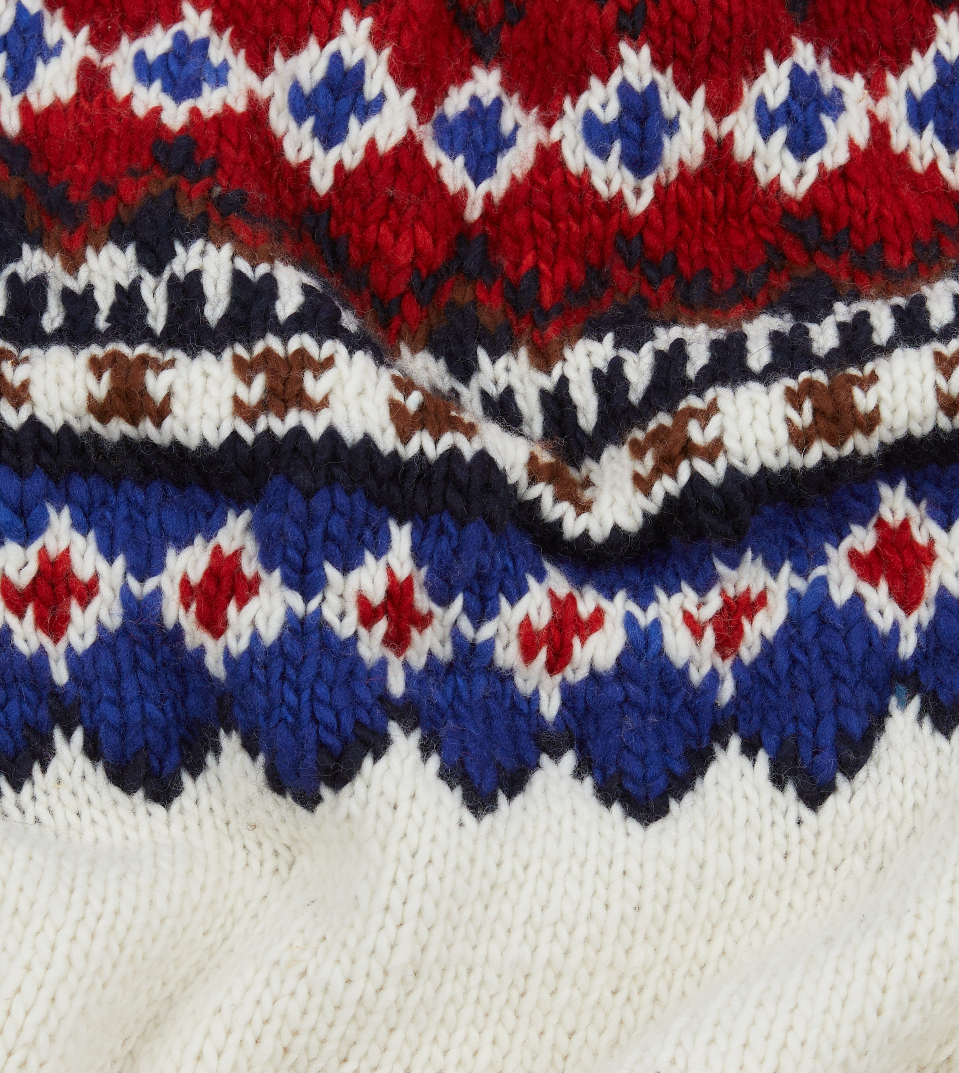 Drake's Ecru and Red Fairisle Merino Wool Jumper - Warm Winter Knit Sweater for Men - Perfect for Christmas Gifts & Cozy Holiday Outfits