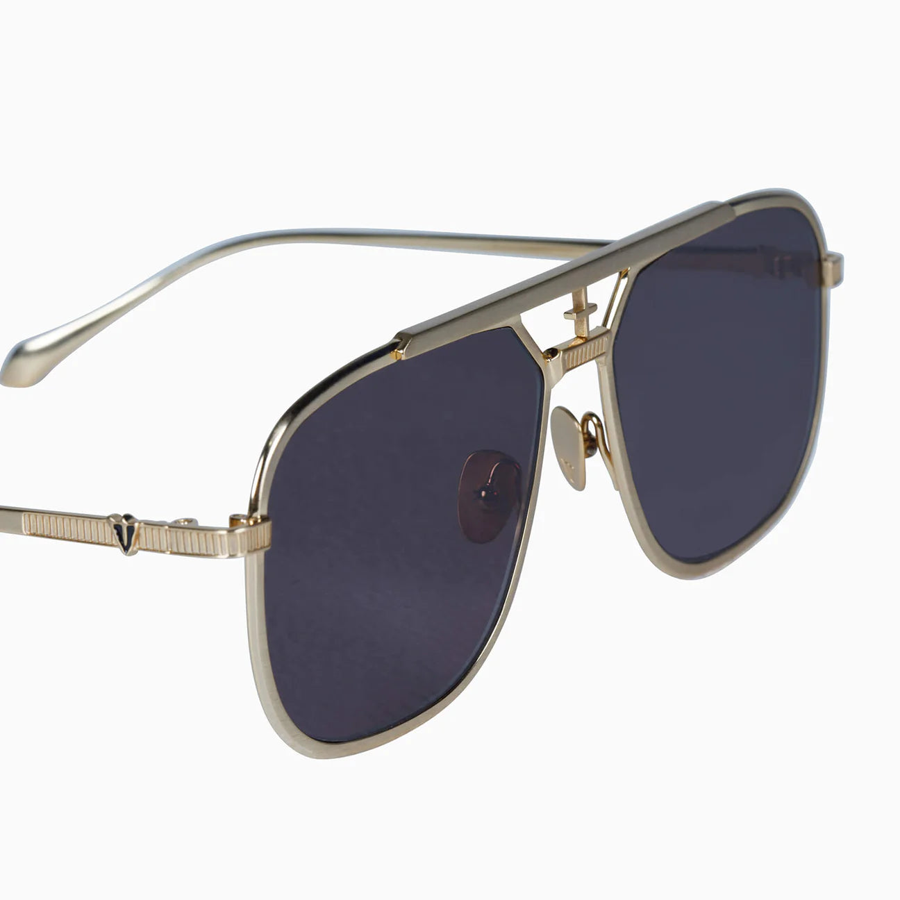 Capita Brushed Gold Titanium Sunglasses with Black Lens - Stylish UV Protection for Outdoor Activities & Driving
