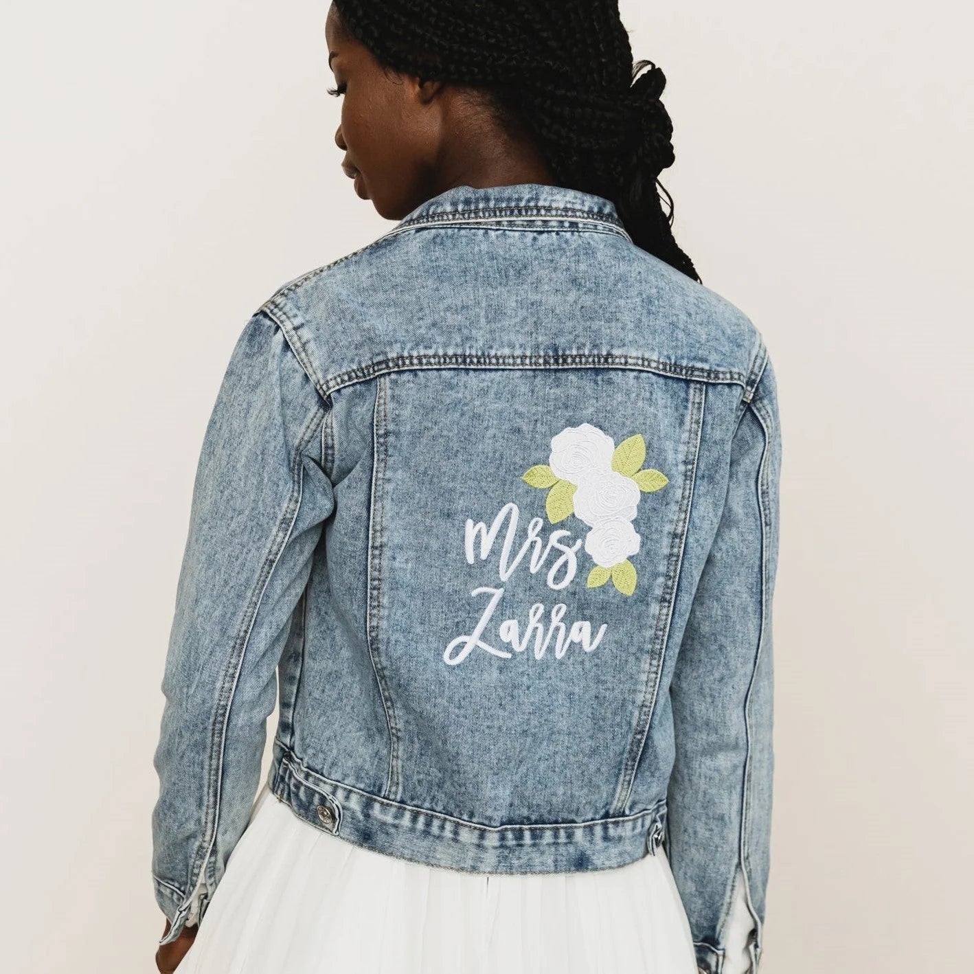 Lucky in Love Denim Bridal Jacket - Stylish Wedding Outfit for Brides, Bridesmaids & Bachelorette Parties - Perfect for Boho, Country & Beach Weddings