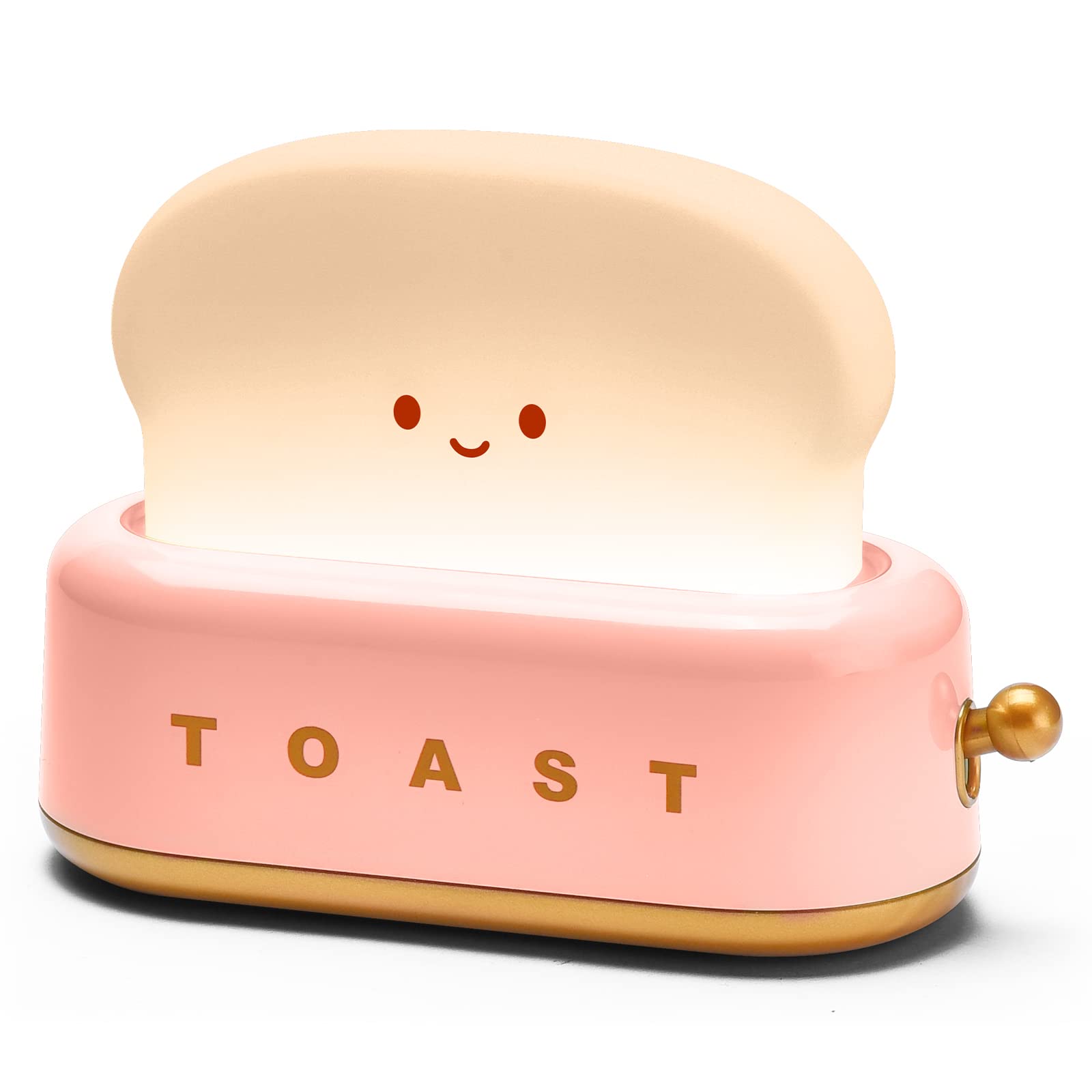 Cute Rechargeable Toaster Night Light with Timer & Auto Shutoff - Pink Kawaii Desk Lamp for Girls, Kids & Teens - Perfect Birthday Gift & Bedroom Decor for Kids Rooms, Dorm Rooms & Nursery (Pink)