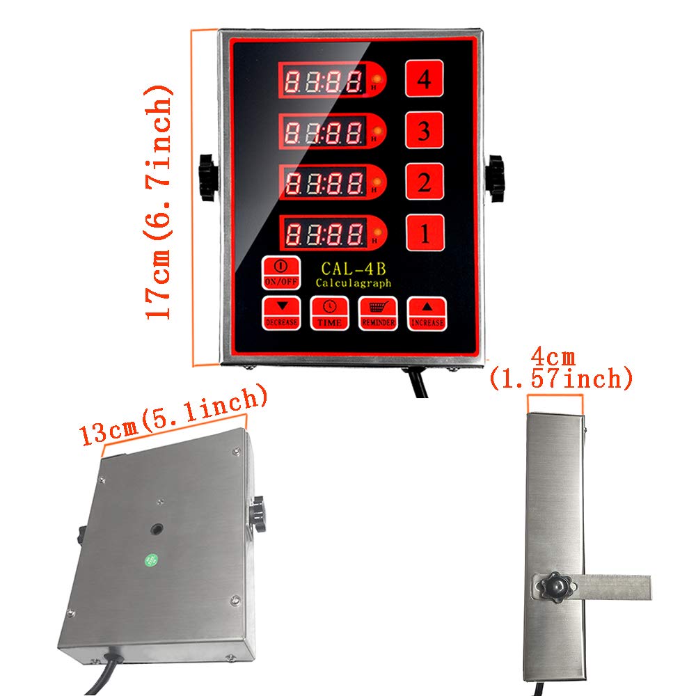 4-Channel Digital Kitchen Timer with Loud Alarm - Adjustable Cooking Reminder for Home & Restaurant Use - Stainless Steel Multi-Function Timer (110V) - Perfect for Baking, Meal Prep, and Commercial Kitchen Timing