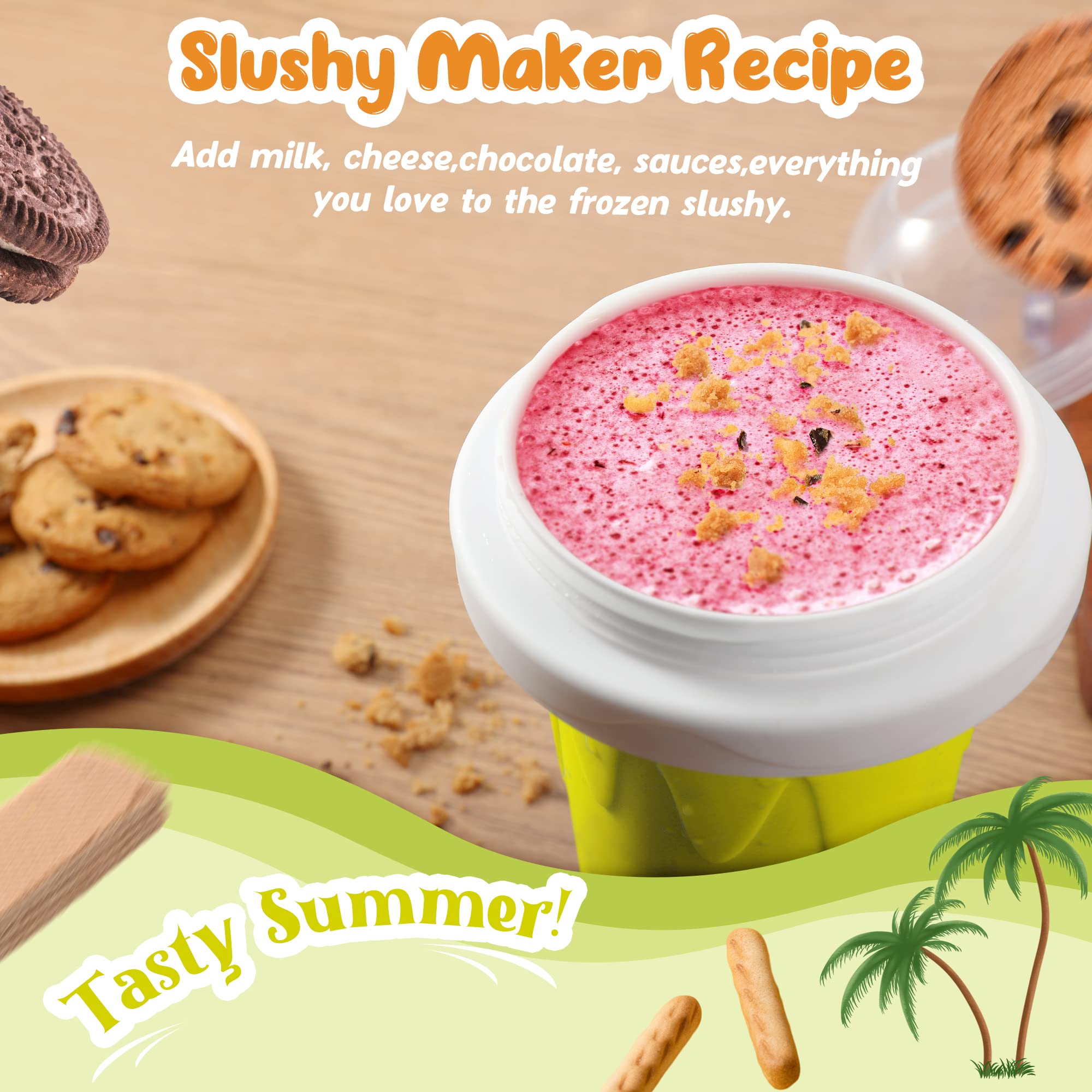 Tgosomt Slushy Cup - TikTok Viral Frozen Magic Slushie Maker for Kids & Adults | DIY Ice Cream & Frozen Drinks Maker | Fun Summer Cool Gadget (Yellow) - Perfect for Pool Parties, BBQs & Backyard Fun