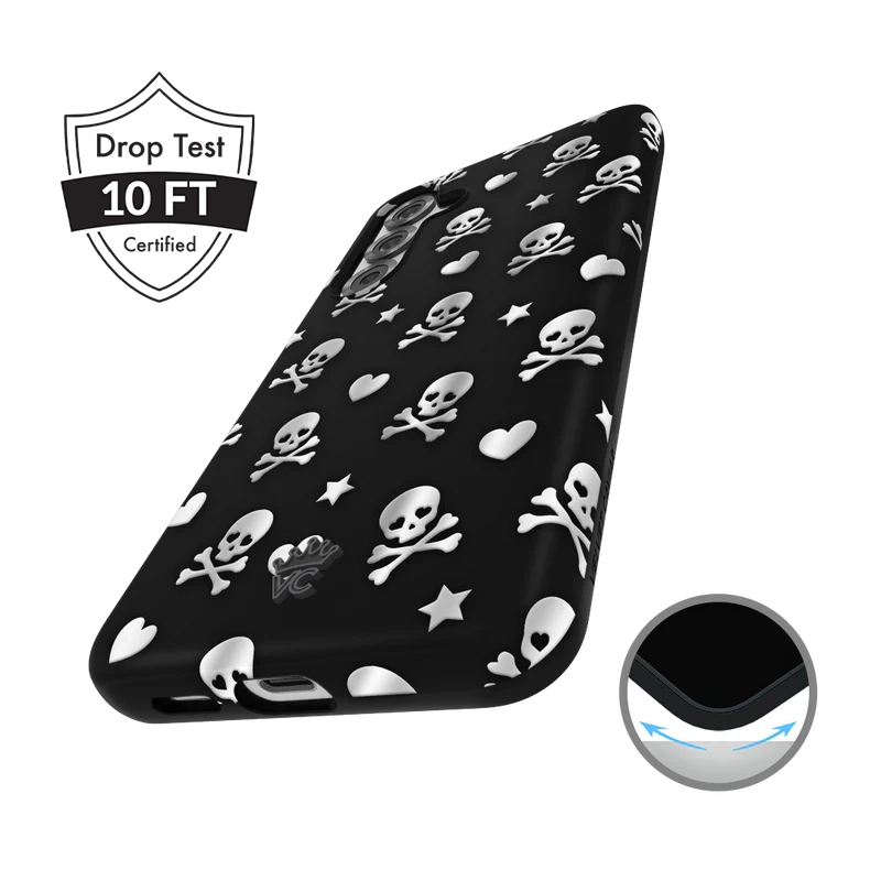 Stylish Chrome Skull Design Samsung Phone Case - Durable Protection for Galaxy S21/S20/Note 20 - Perfect for Halloween, Gothic Fashion & Motorcycle Enthusiasts