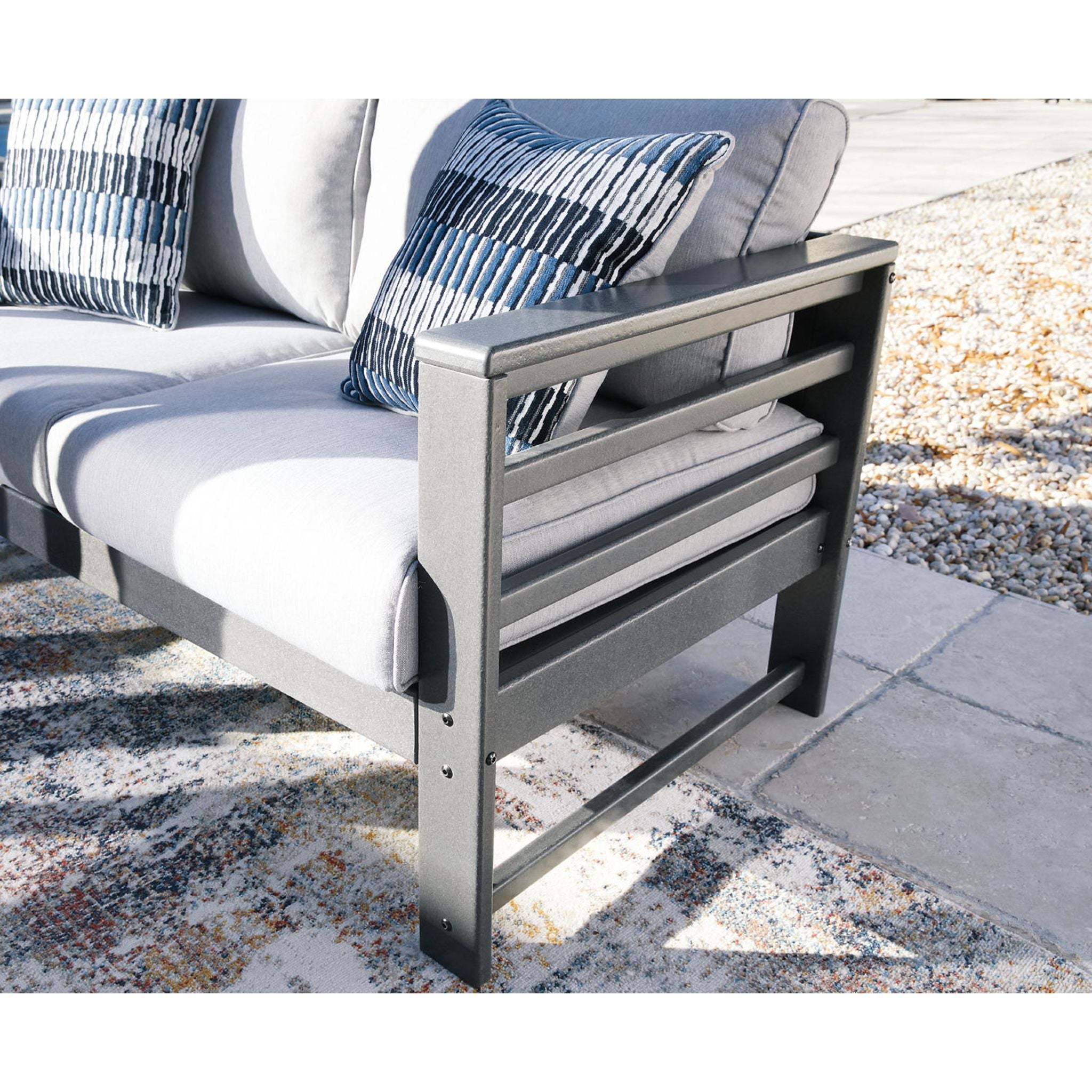 Amora Outdoor Loveseat with Cushion - Waterproof Patio Furniture Set, Charcoal Gray - Perfect for Garden, Backyard, Poolside & Balcony Relaxation
